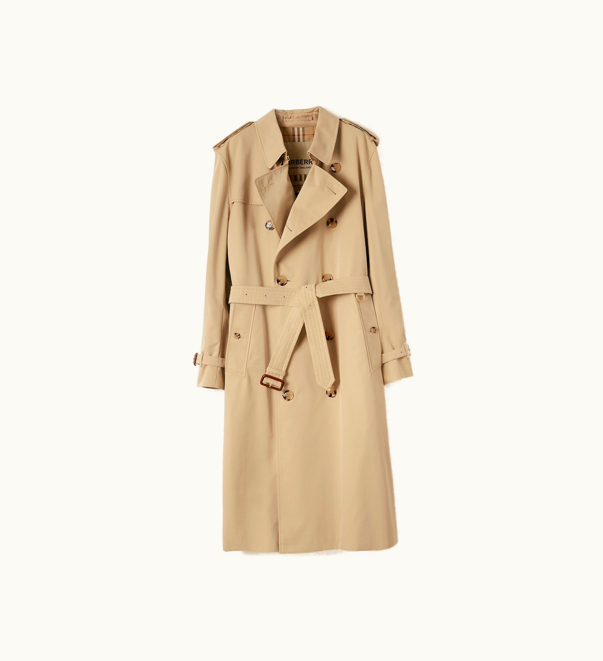 Burberry Burberry Long Kensington Heritage Trench Coat In Honey - Men, Cotton Gabardine