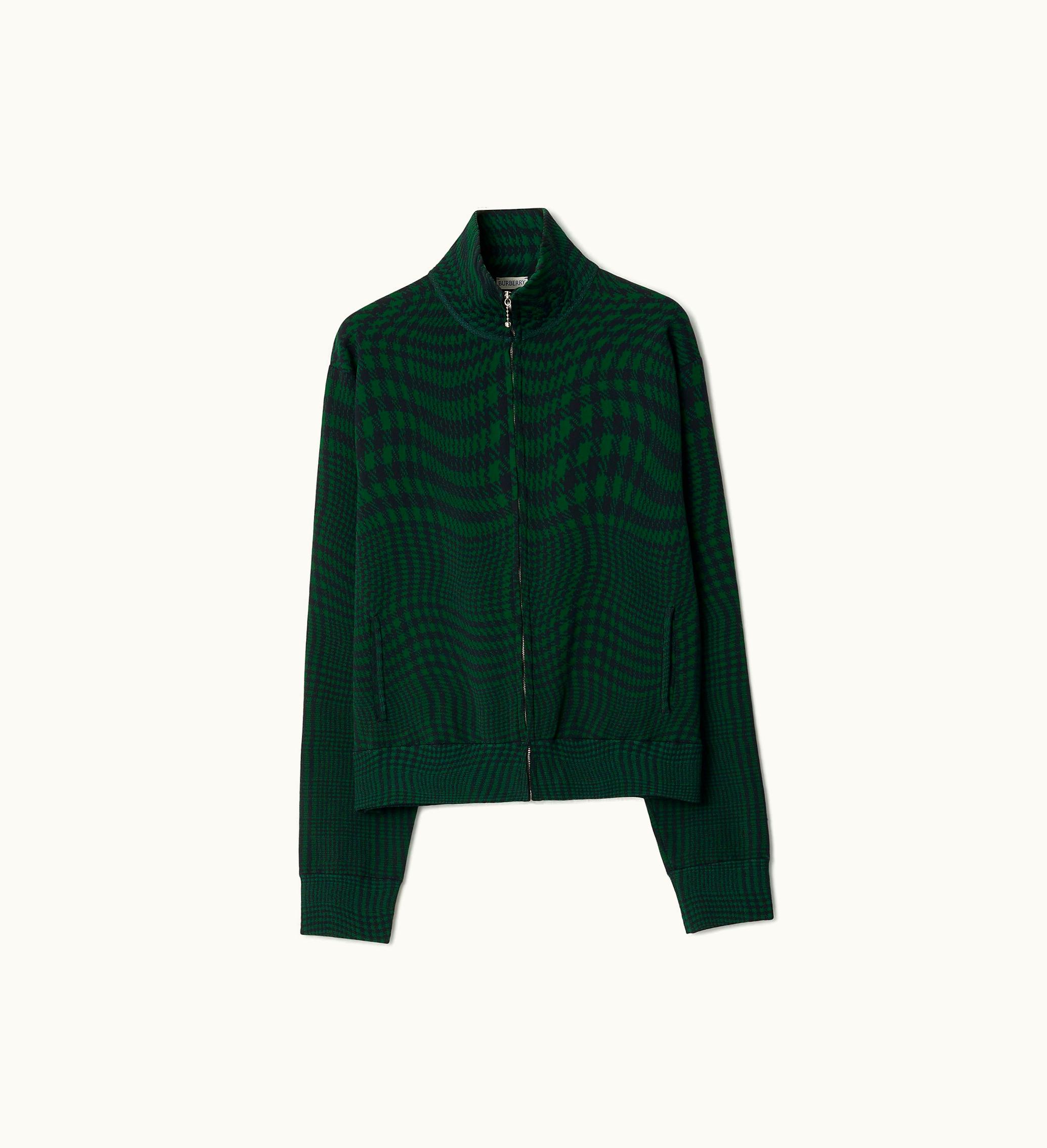 Burberry Burberry Warped Houndstooth Nylon Blend Track Jacket In Ivy - Men