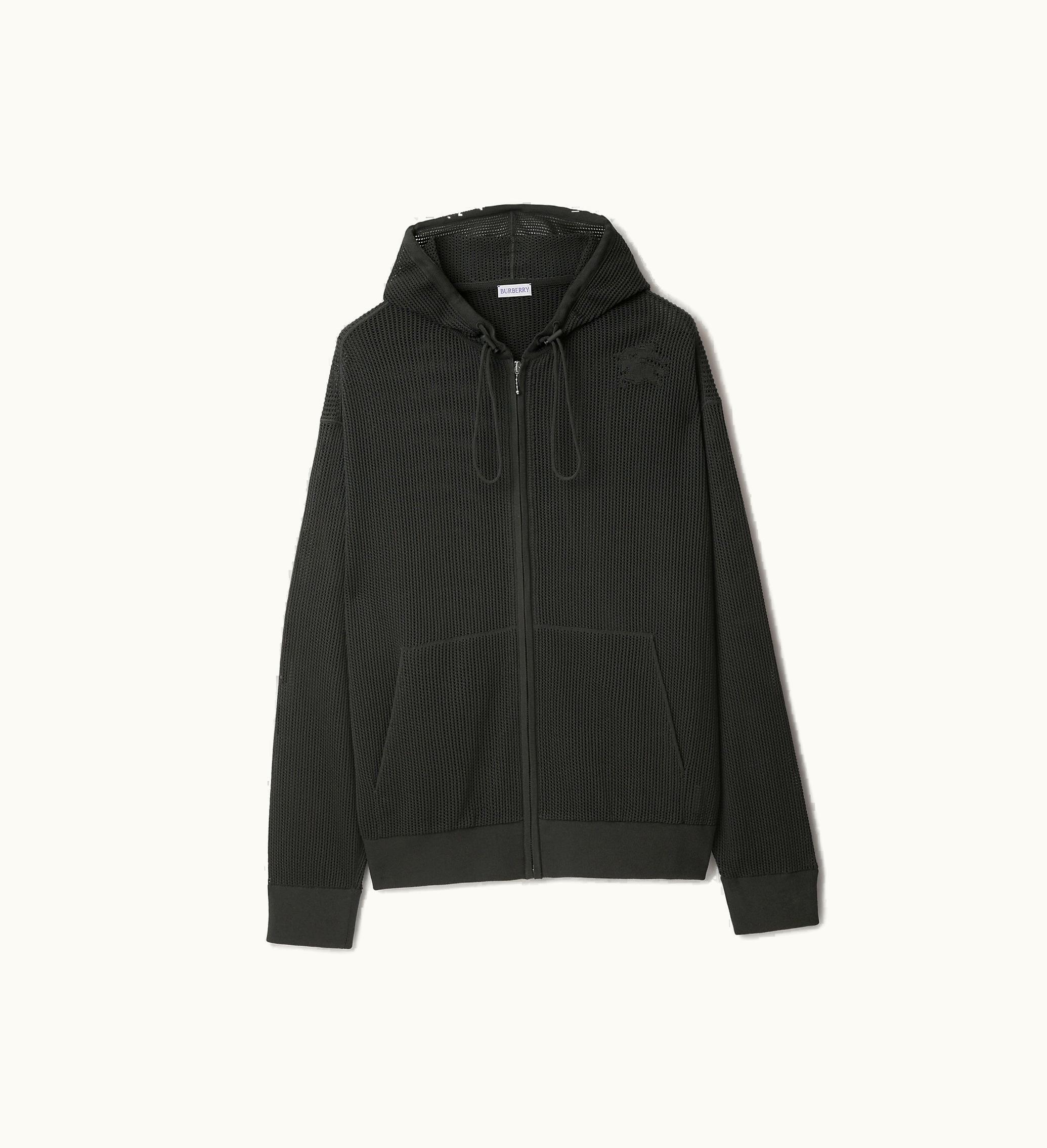 Burberry Burberry Silk Cotton Mesh Zip Hoodie In Onyx - Men