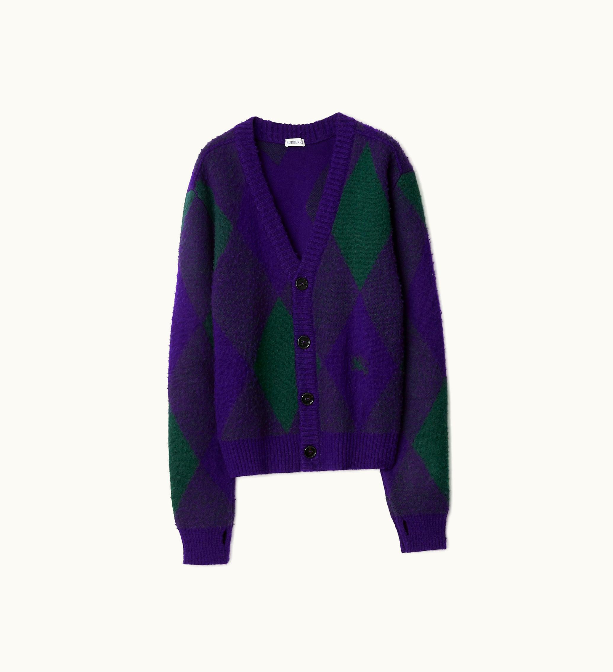 Burberry Burberry Argyle Wool Cardigan In Royal - Men