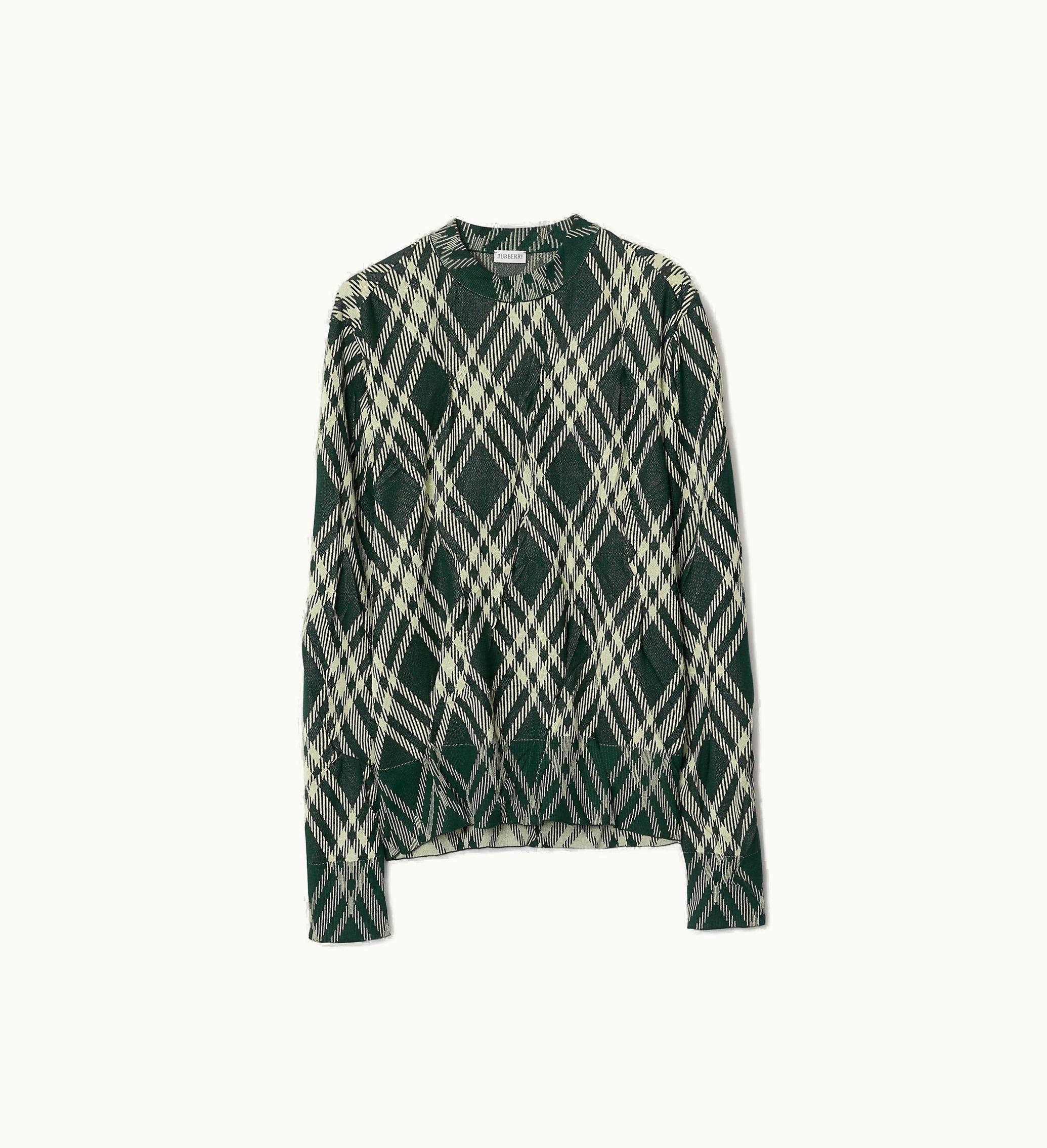 Burberry Burberry Check Cotton Blend Sweater In Ivy - Men