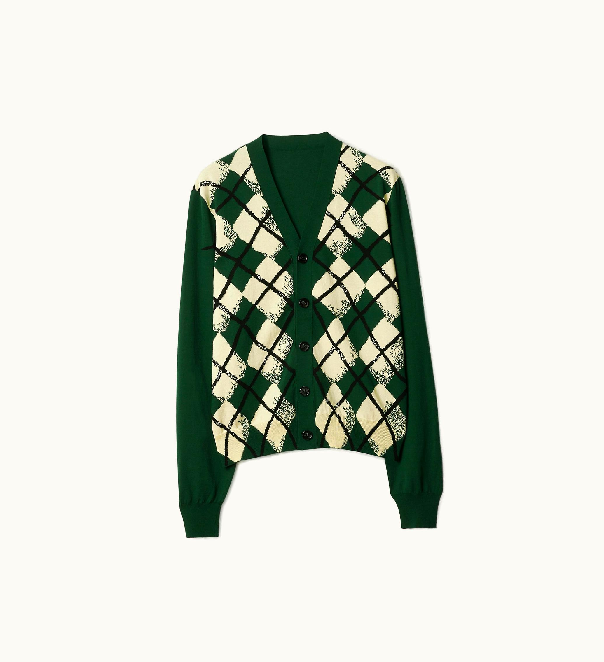 Burberry Burberry Argyle Cotton Cardigan In Ivy - Men
