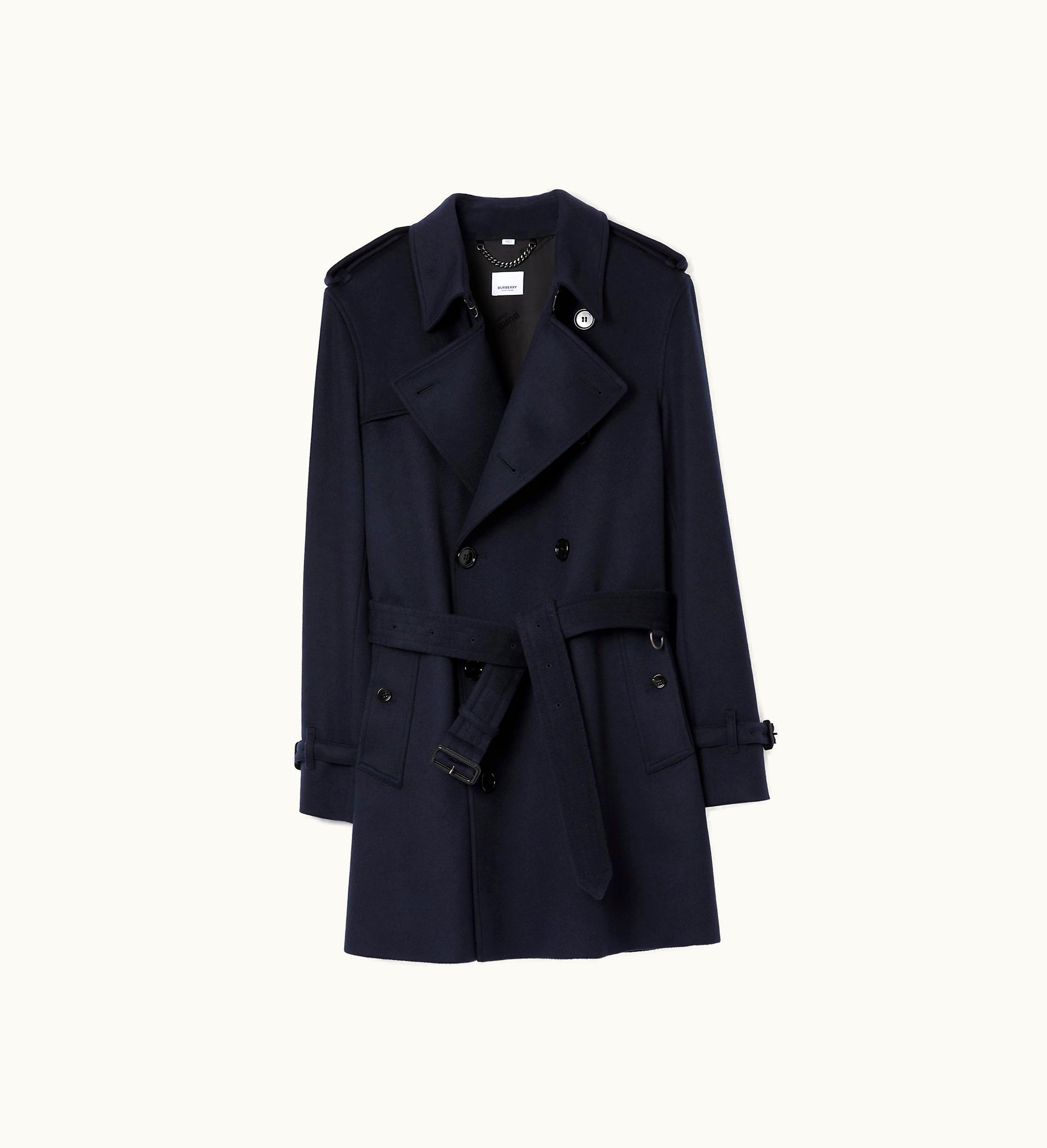 Burberry Burberry Short Wool Cashmere Wimbledon Trench Coat In Midnight Navy - Men