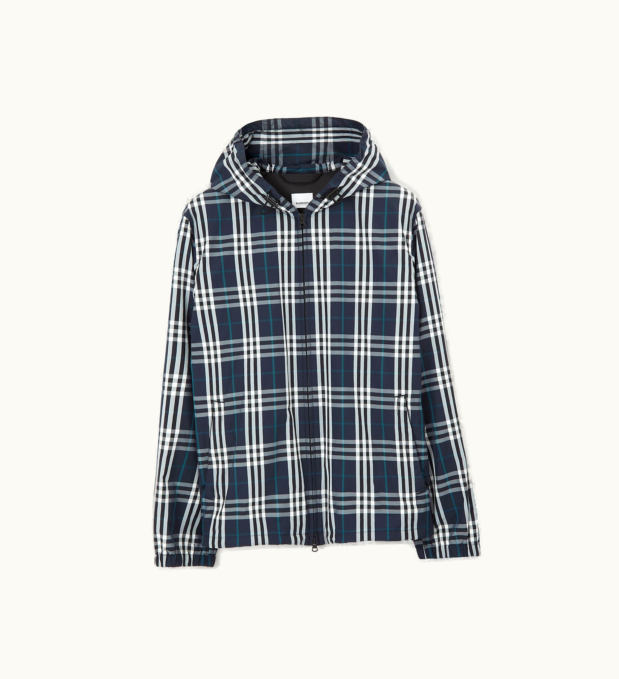 Burberry Burberry Check Nylon Jacket In White / Dark Blue - Men