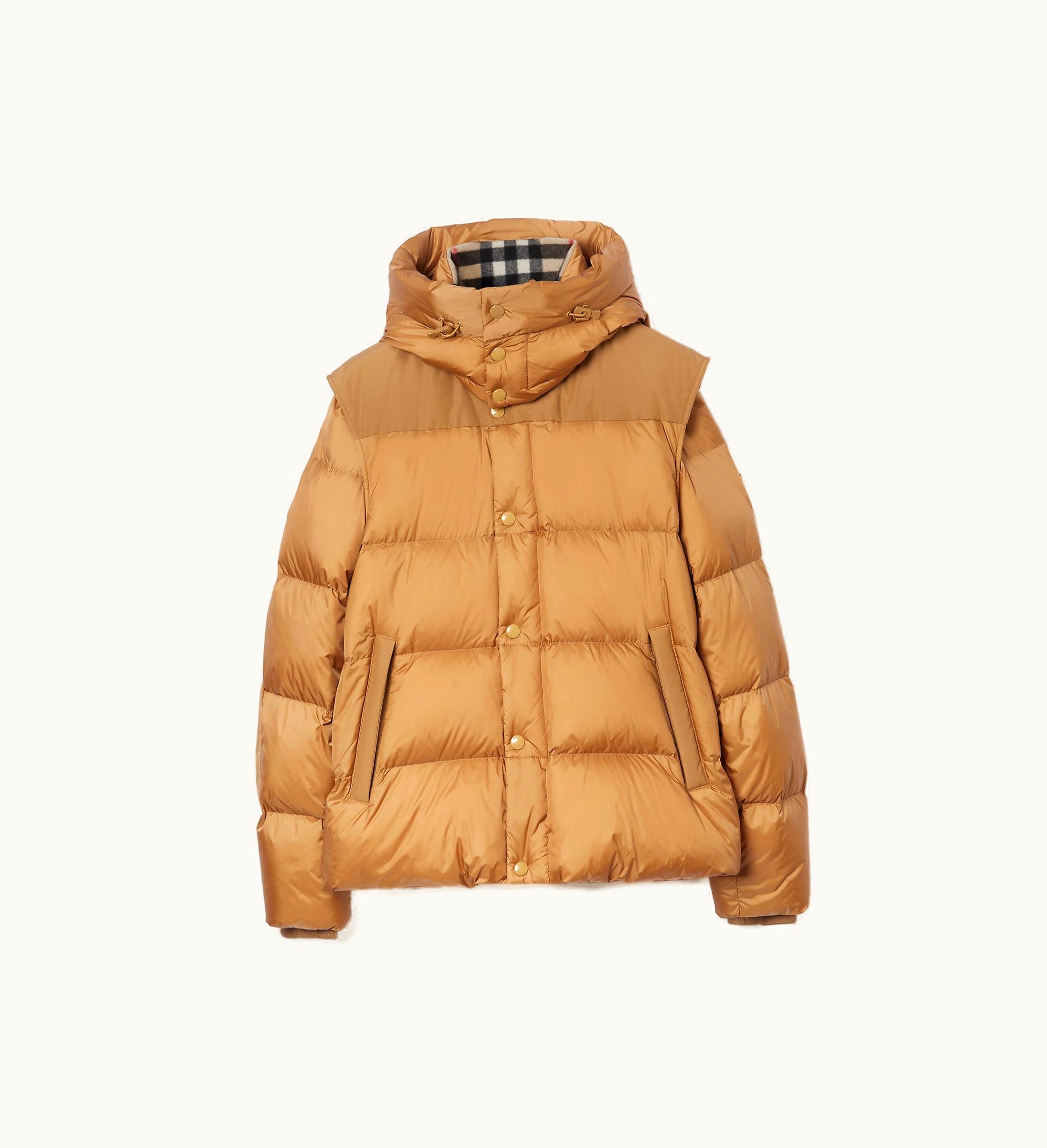 Burberry Burberry Detachable Sleeve Nylon Puffer Jacket In Warm Honey - Men
