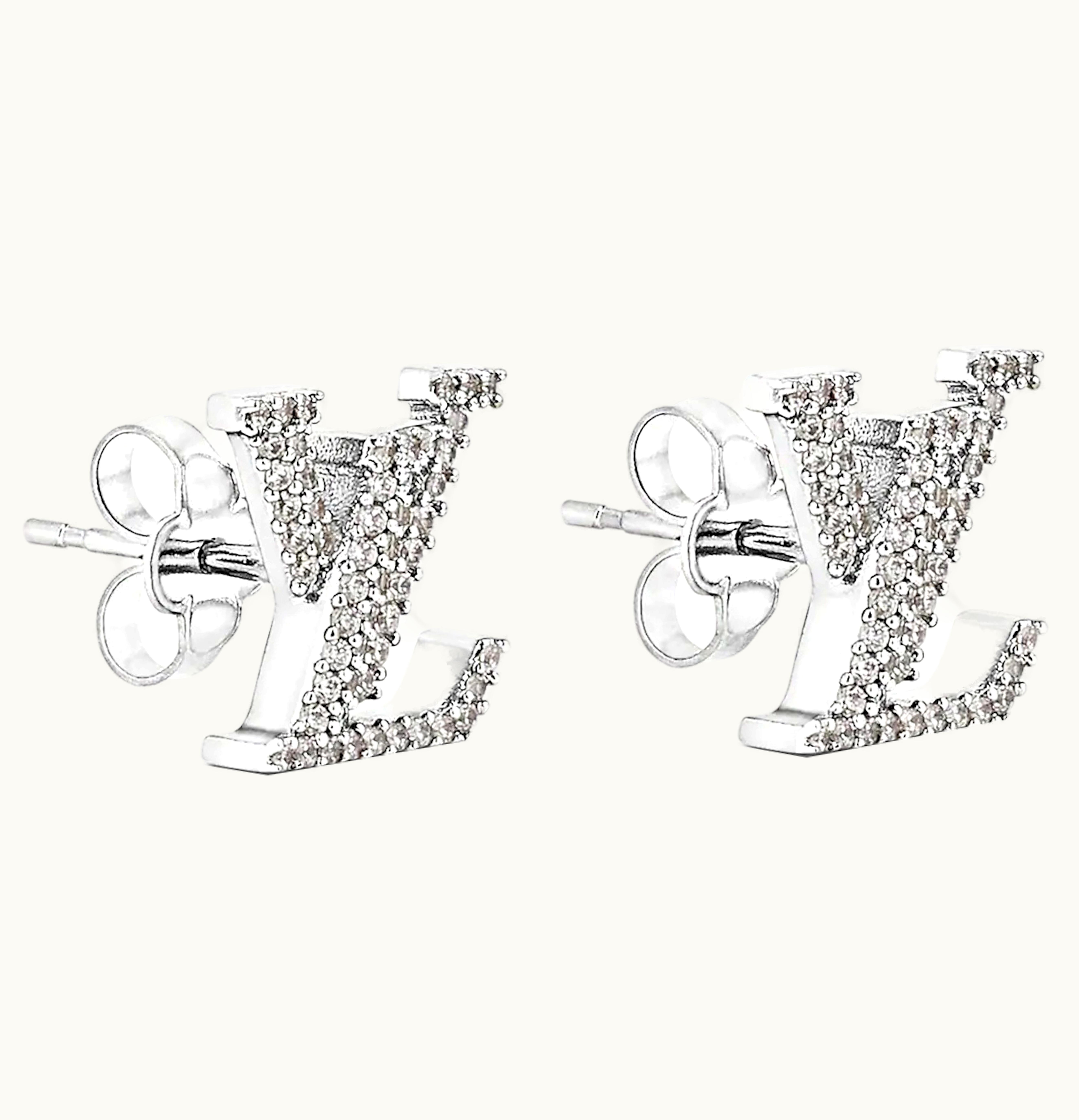 Louis Vuitton Louis Vuitton LV Iconic Earrings Silver Rhinestone