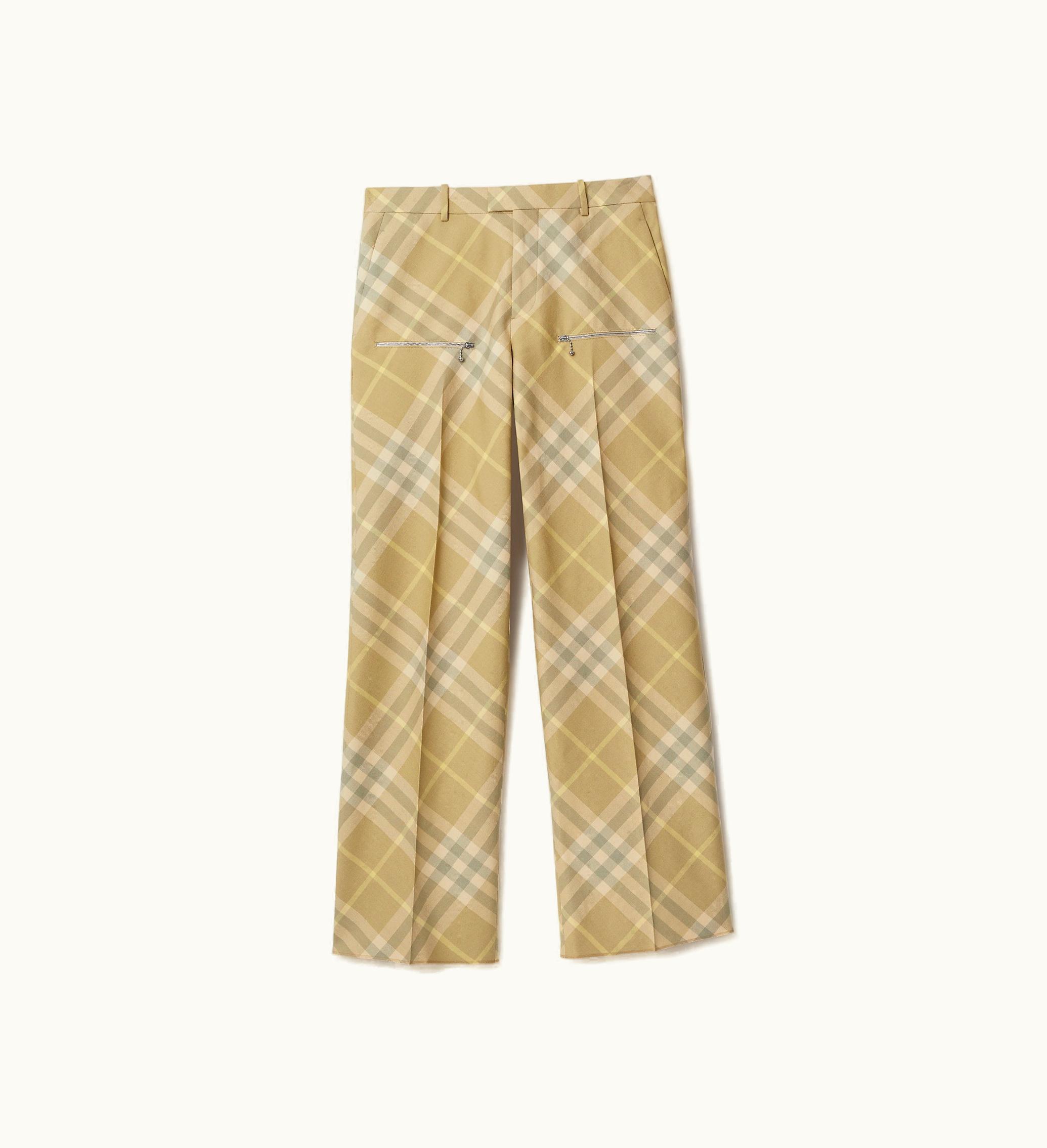 Burberry Burberry Check Wool Trousers In Flax - Men