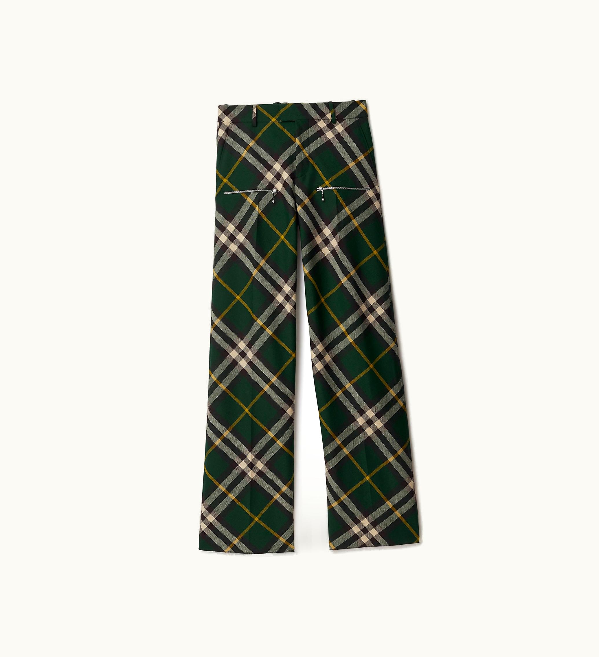 Burberry Burberry Check Wool Trousers In Ivy - Men