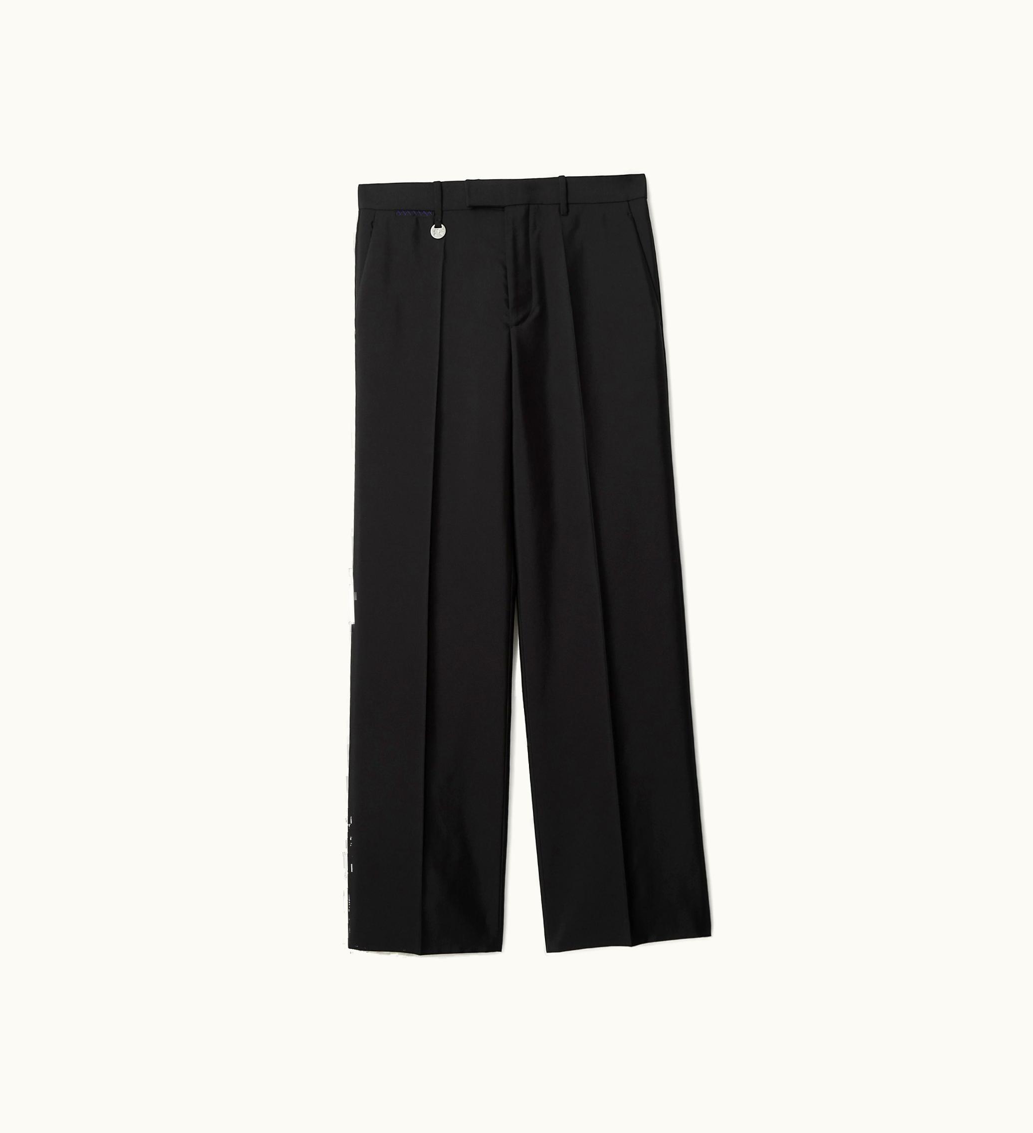 Burberry Burberry Wool Silk Tailored Trousers In Black Black