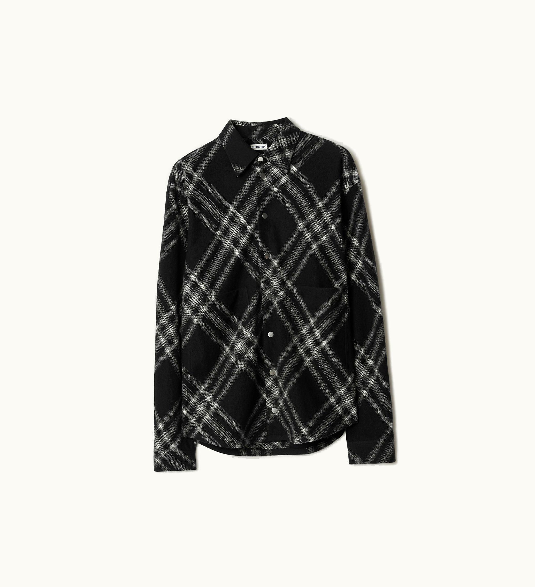Burberry Burberry Check Wool Overshirt In Monochrome - Men