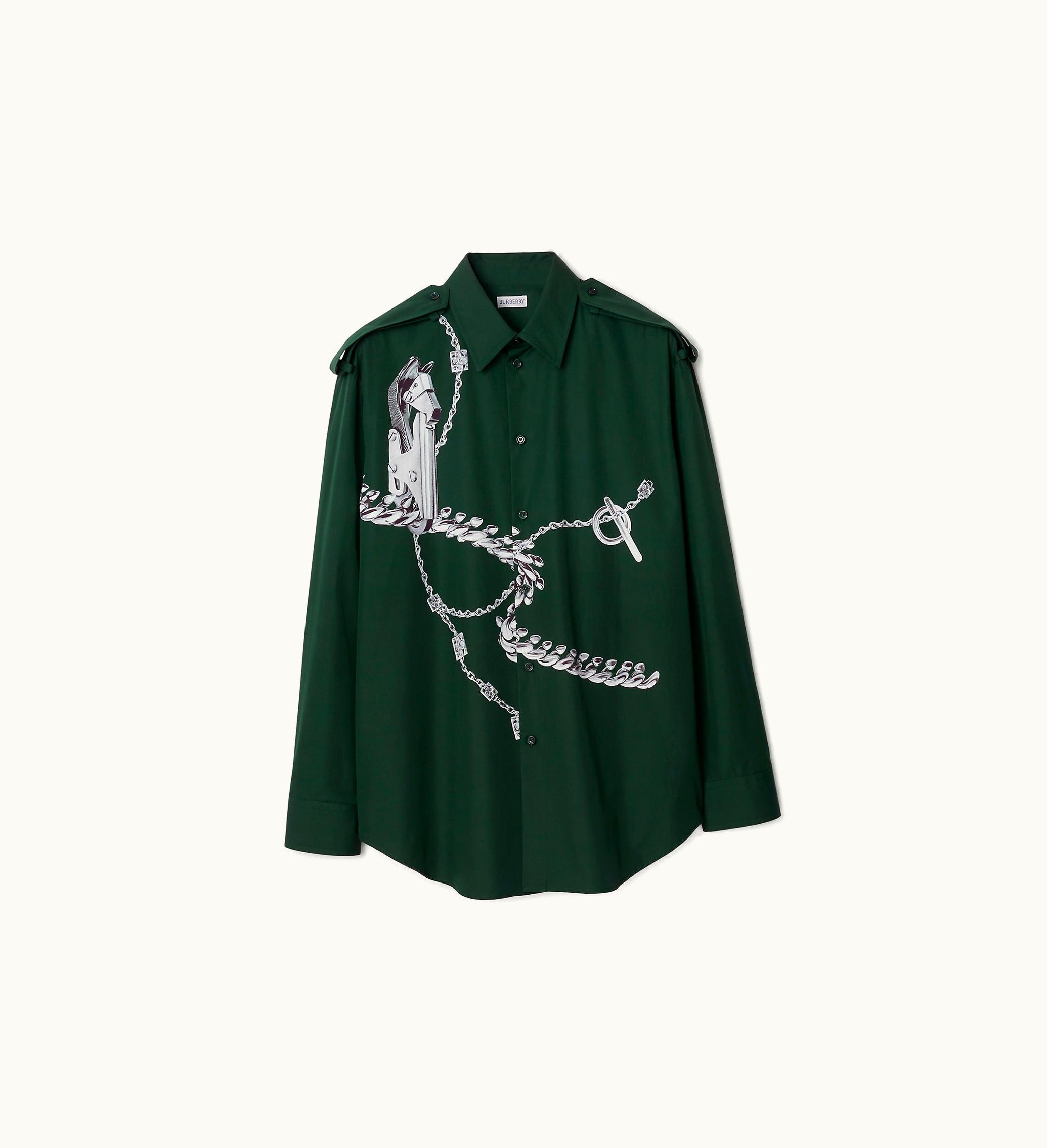 Burberry Burberry Knight Hardware Cotton Shirt In Silver / Green