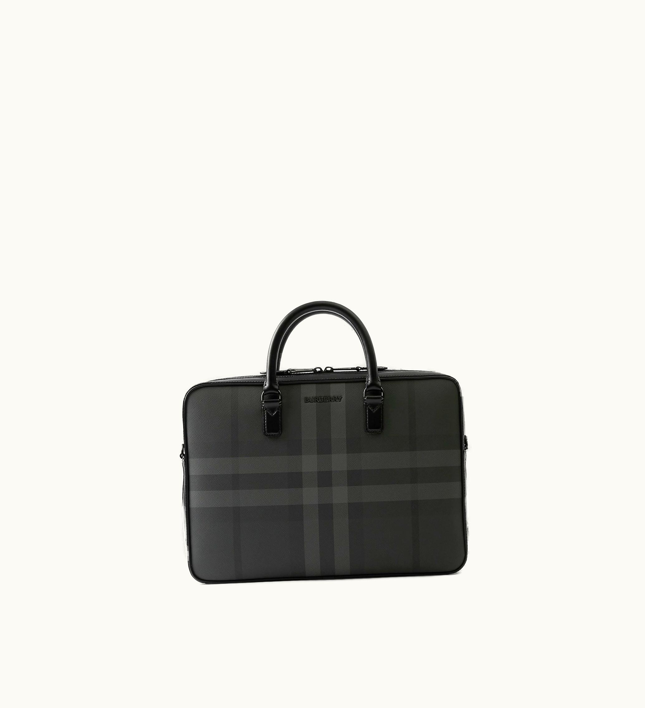 Burberry Burberry Ainsworth Check Briefcase In Charcoal - Men