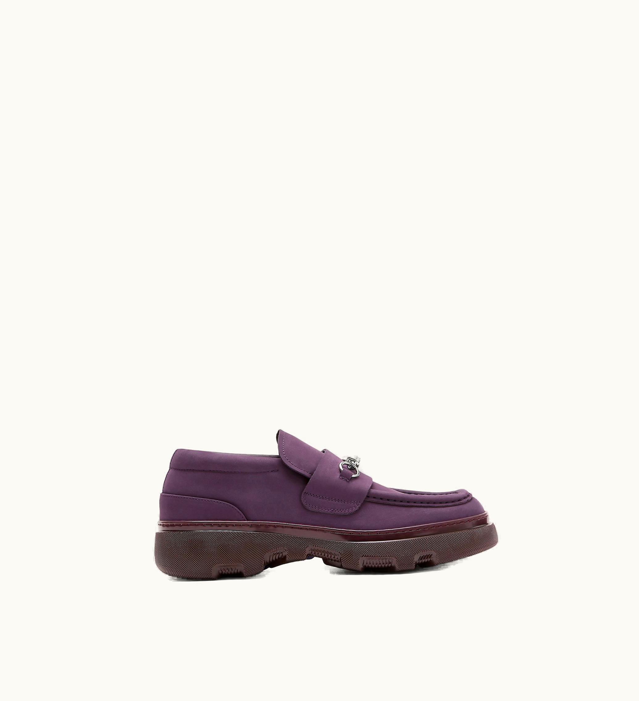 Burberry Burberry Nubuck Creeper Clamp Loafers In Aubergine - Men