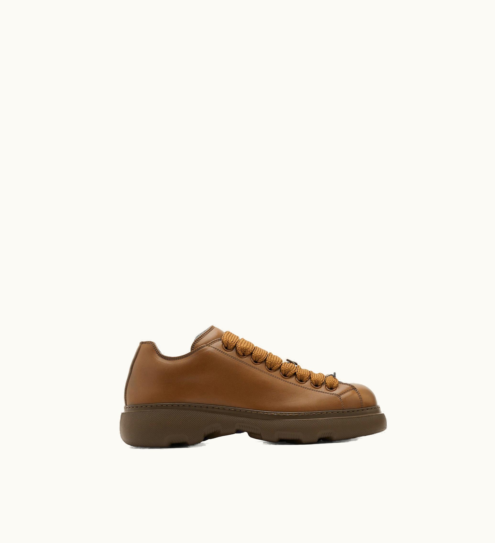 Burberry Burberry Leather Ranger Shoes In Wood - Men