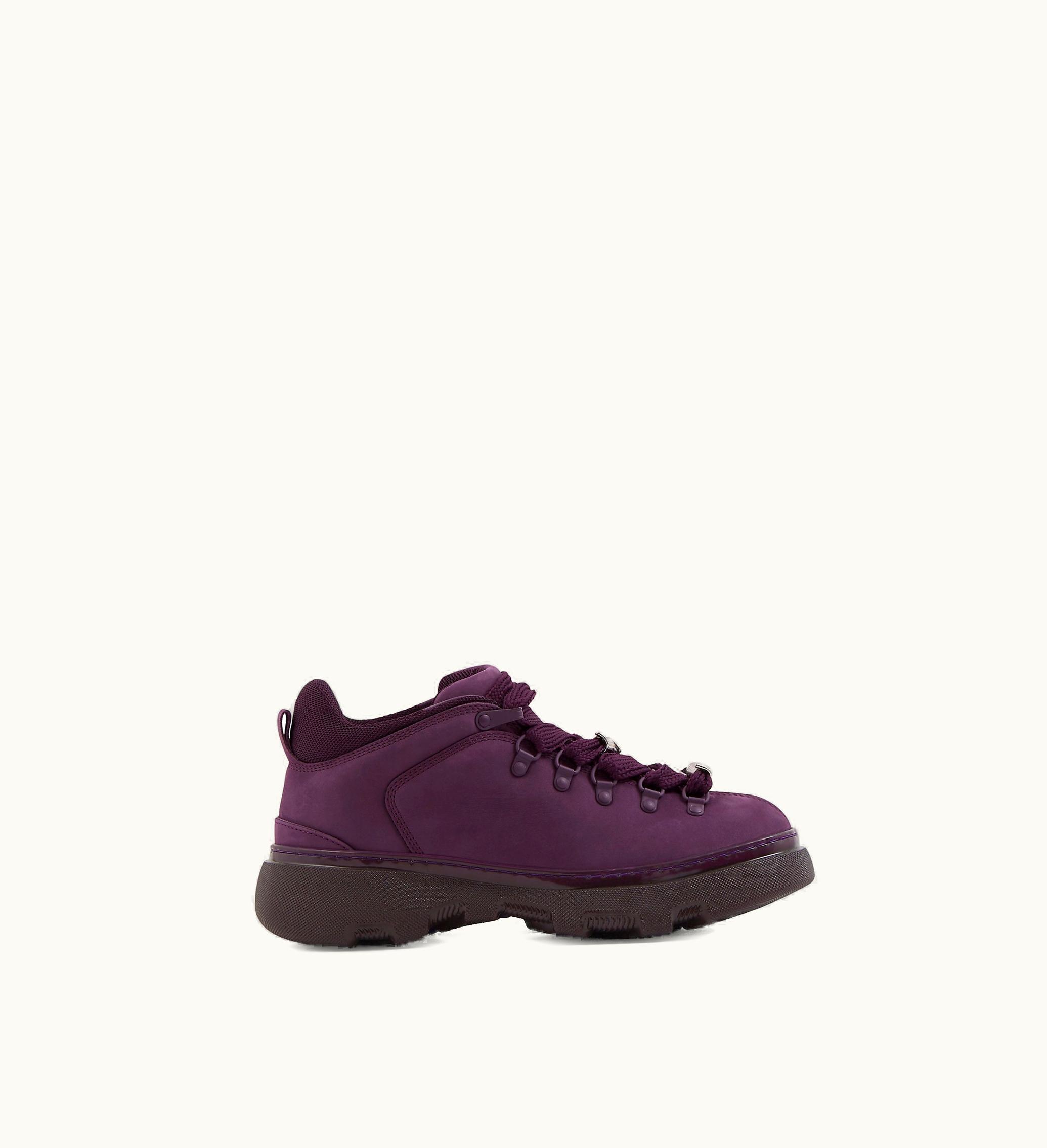 Burberry Burberry Nubuck Trek Boots In Aubergine - Men