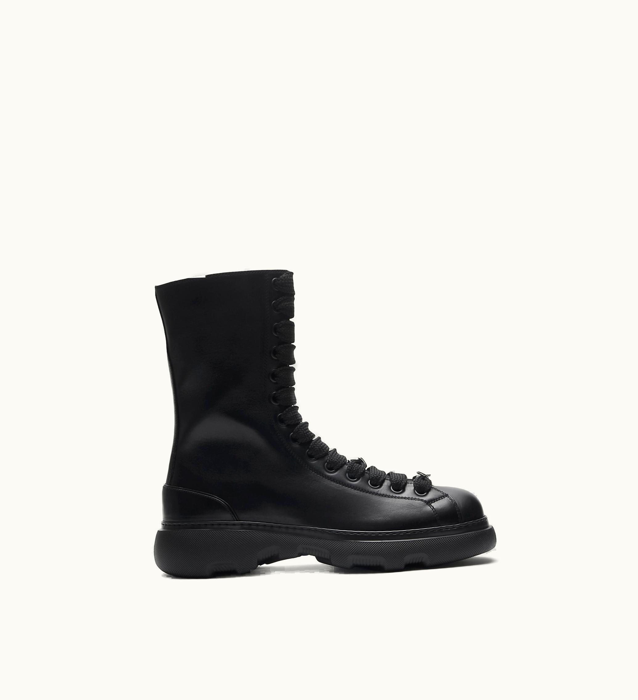 Burberry Burberry Leather Ranger Boots In Black - Men