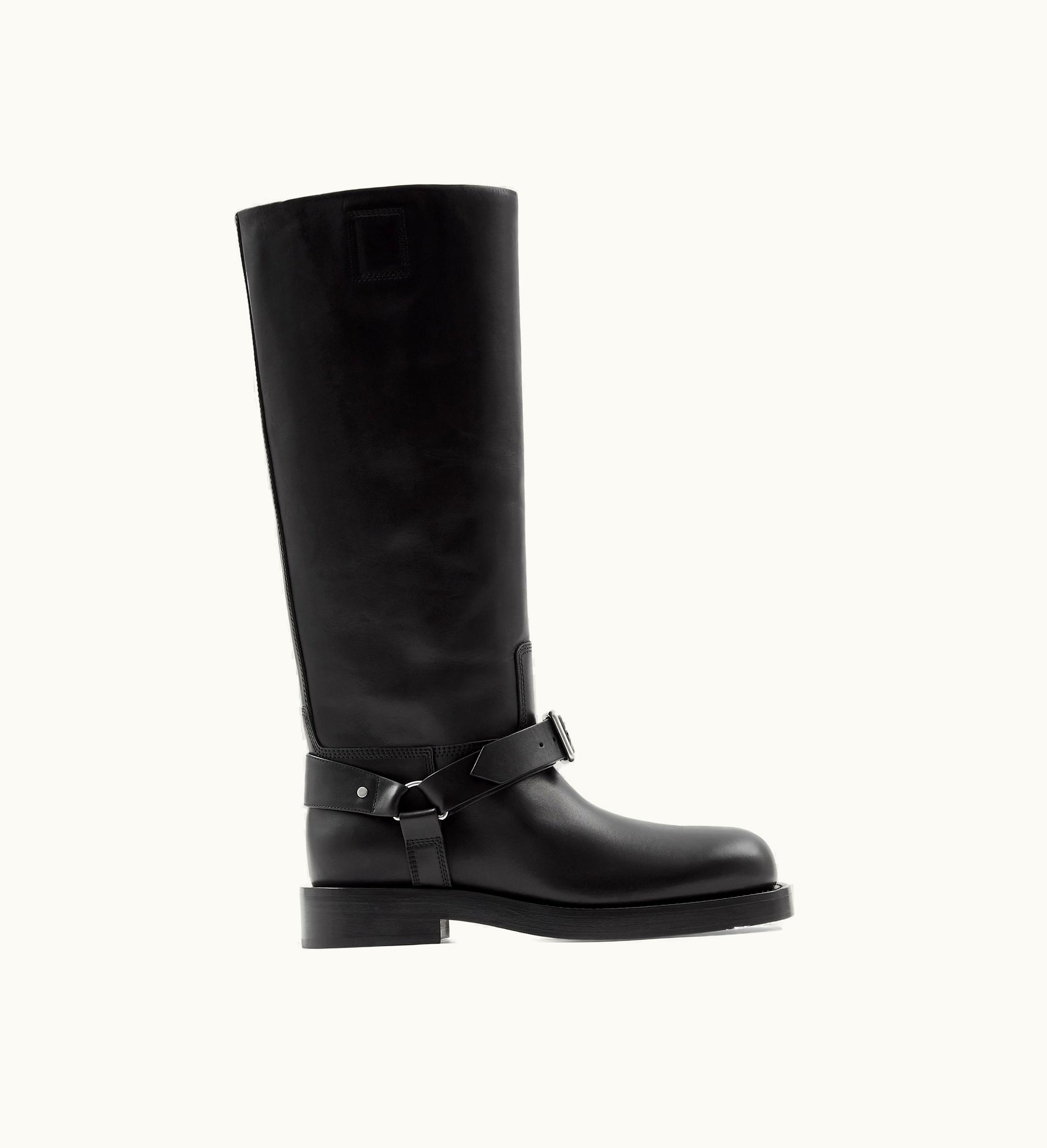 Burberry Burberry Leather Saddle High Boots In Black - Men