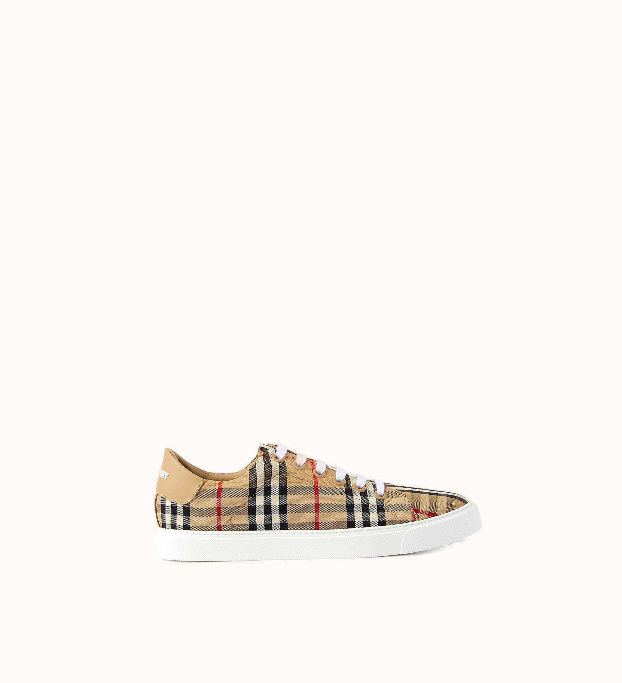 Burberry Burberry Check And Leather Sneakers In Archive Beige