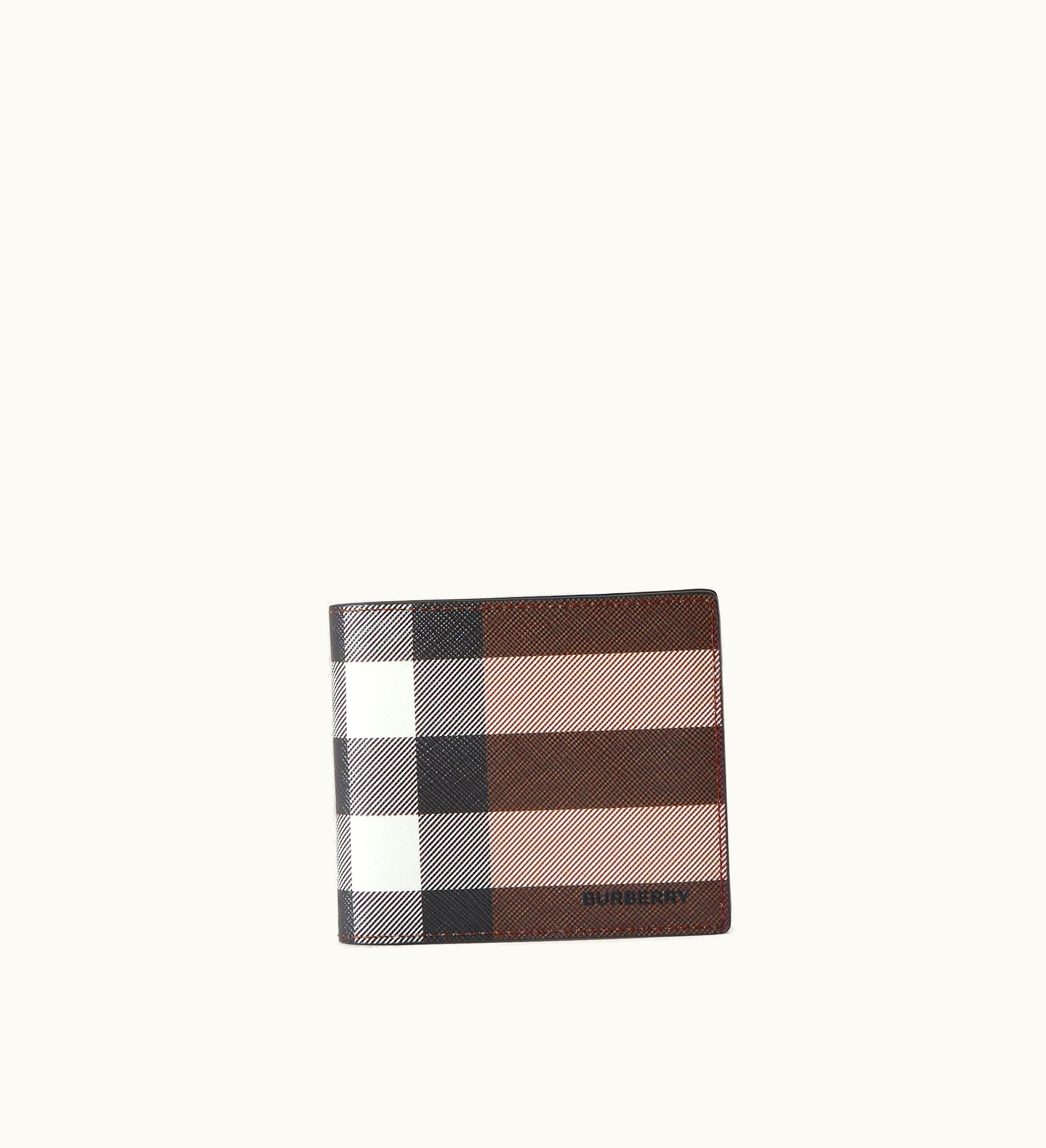 Burberry Burberry Check And Leather Bifold Wallet In Dark Birch Brown - Men, Canvas