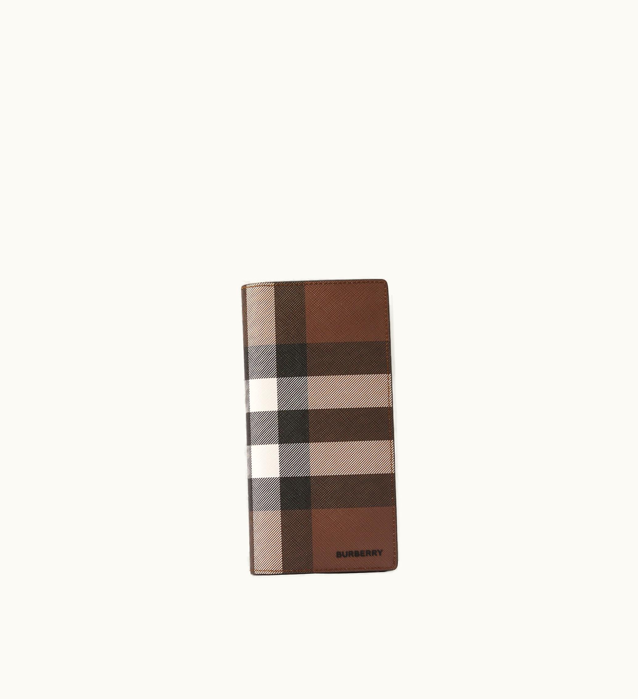 Burberry Burberry Check And Leather Continental Wallet In Dark Birch Brown - Men, Canvas