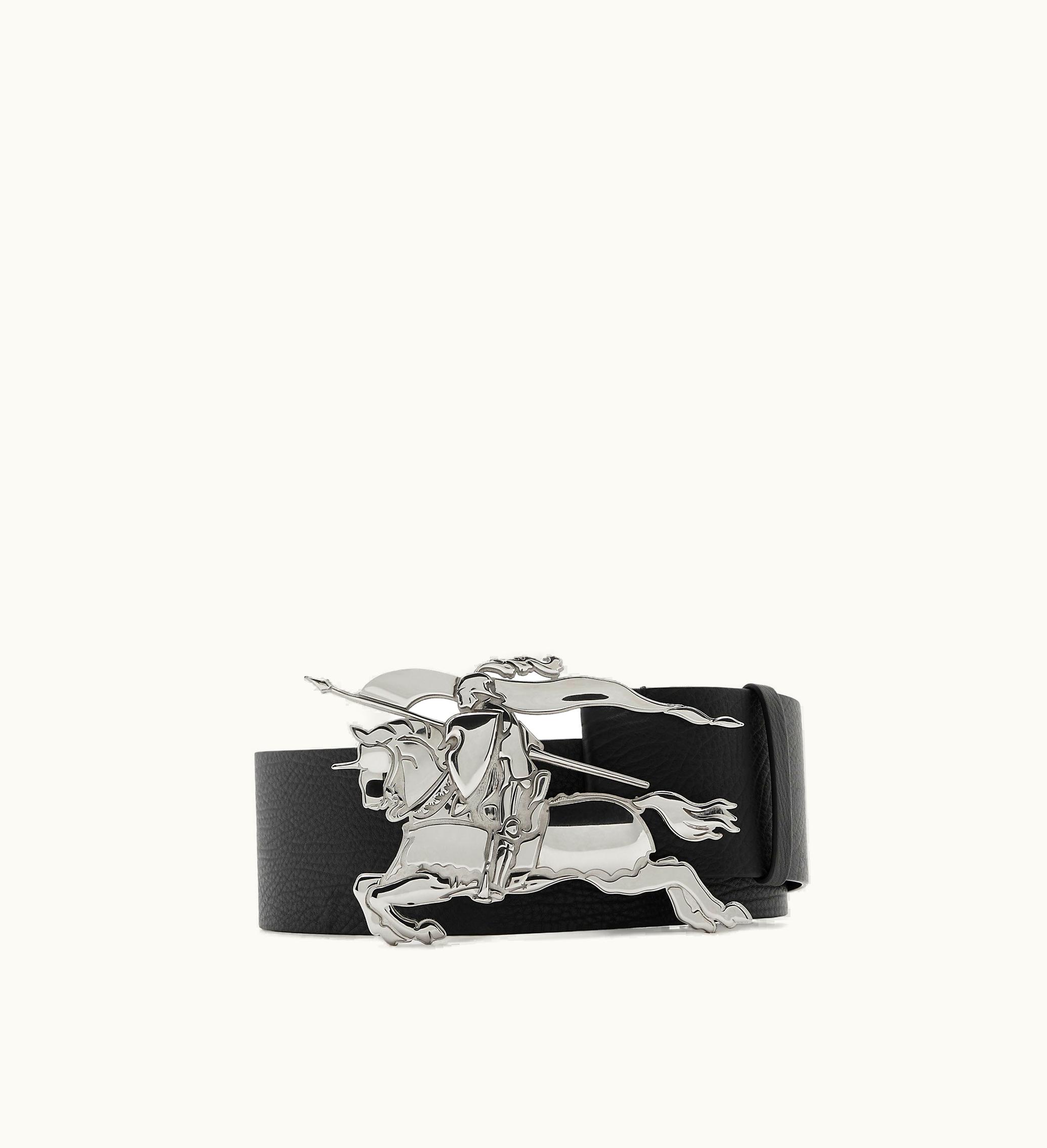 Burberry Burberry Wide Leather Knight Belt In Black / Palladium