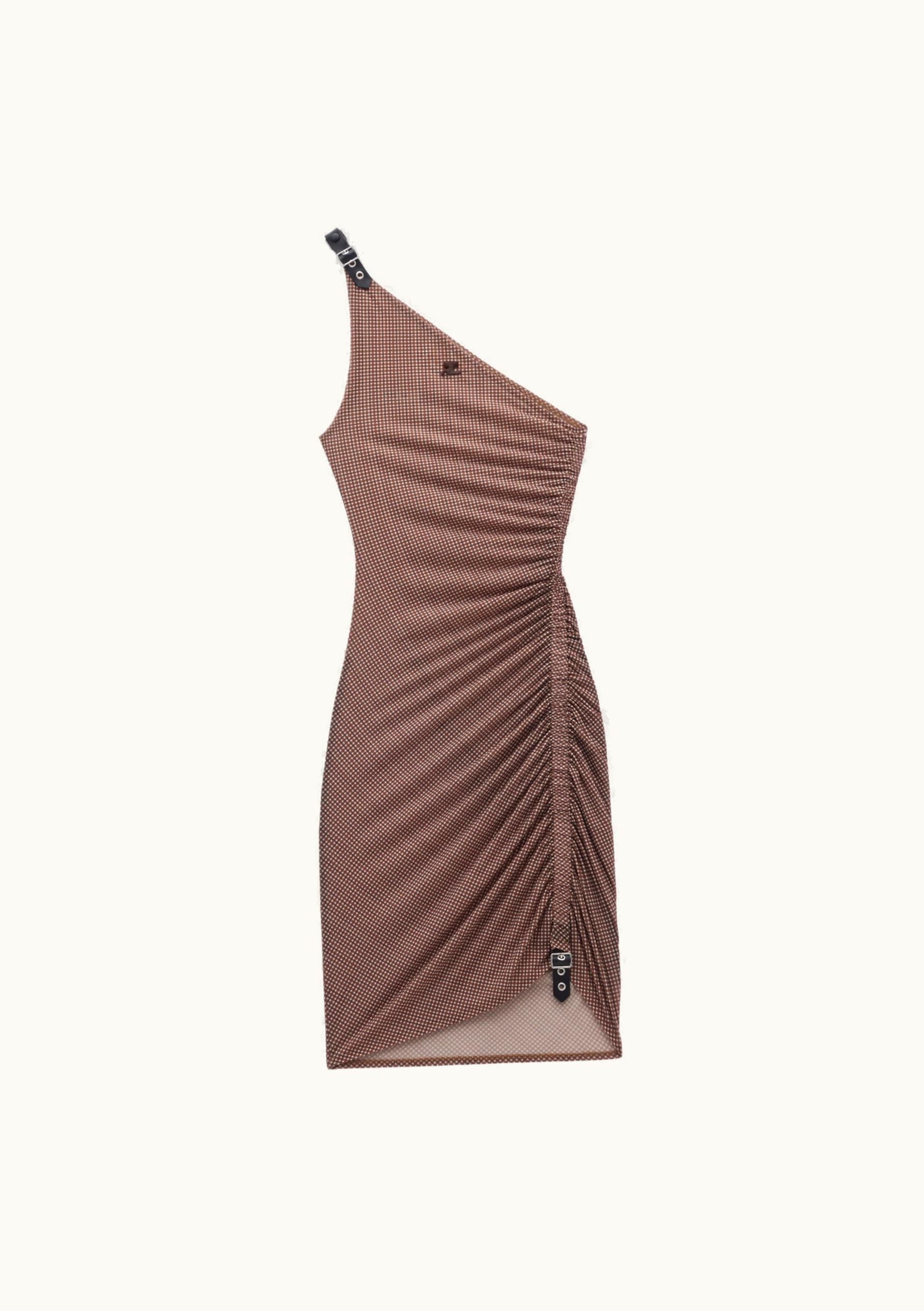 Courrèges Courrèges Gather Checked Second Skin Dress