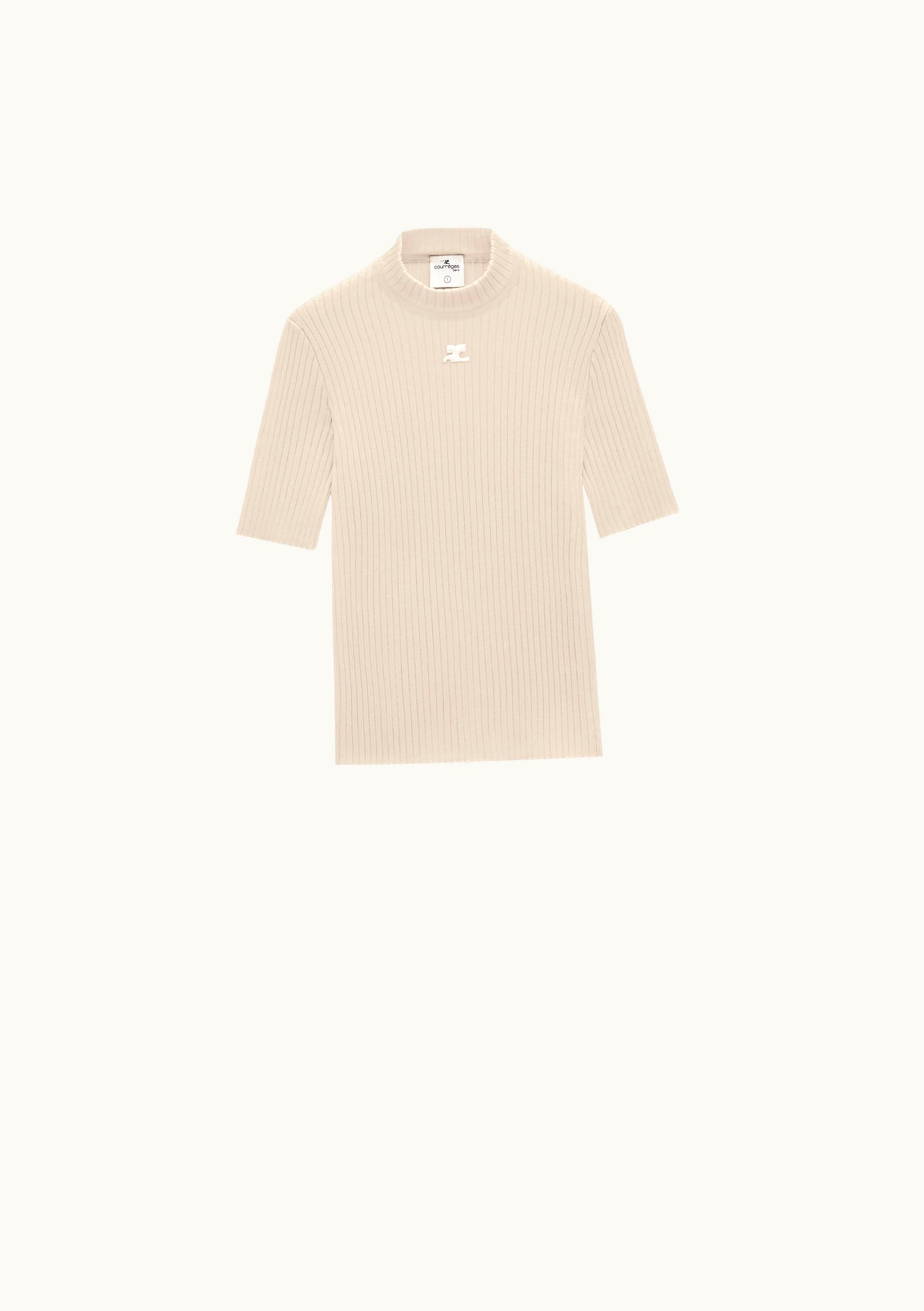 Courrèges Courrèges AC Logo Short Sleeves Rib Knit Sweater Sand