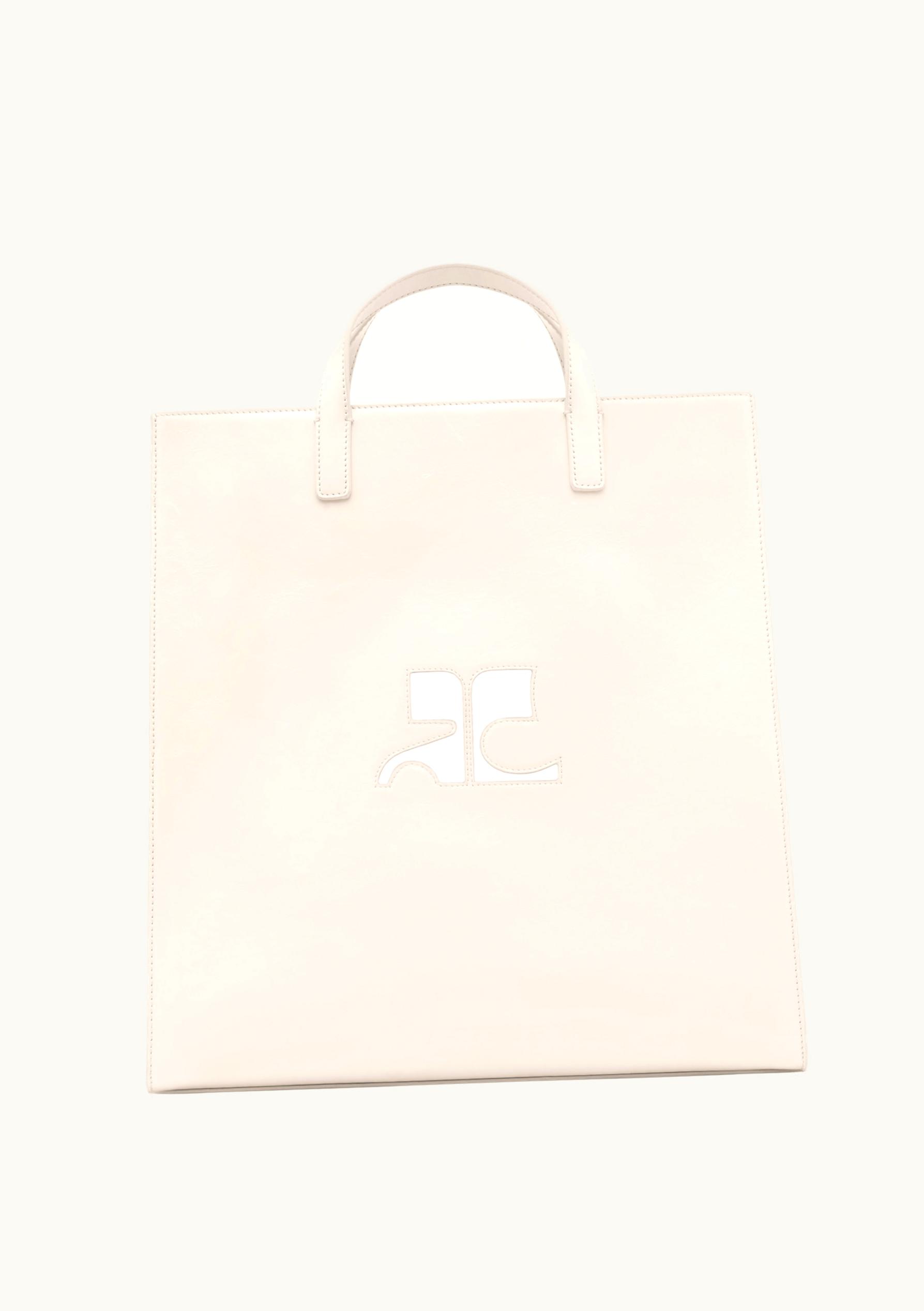 Courrèges Courrèges Heritage AC White Logo Naplack Leather Tote Bag Grey Mastic