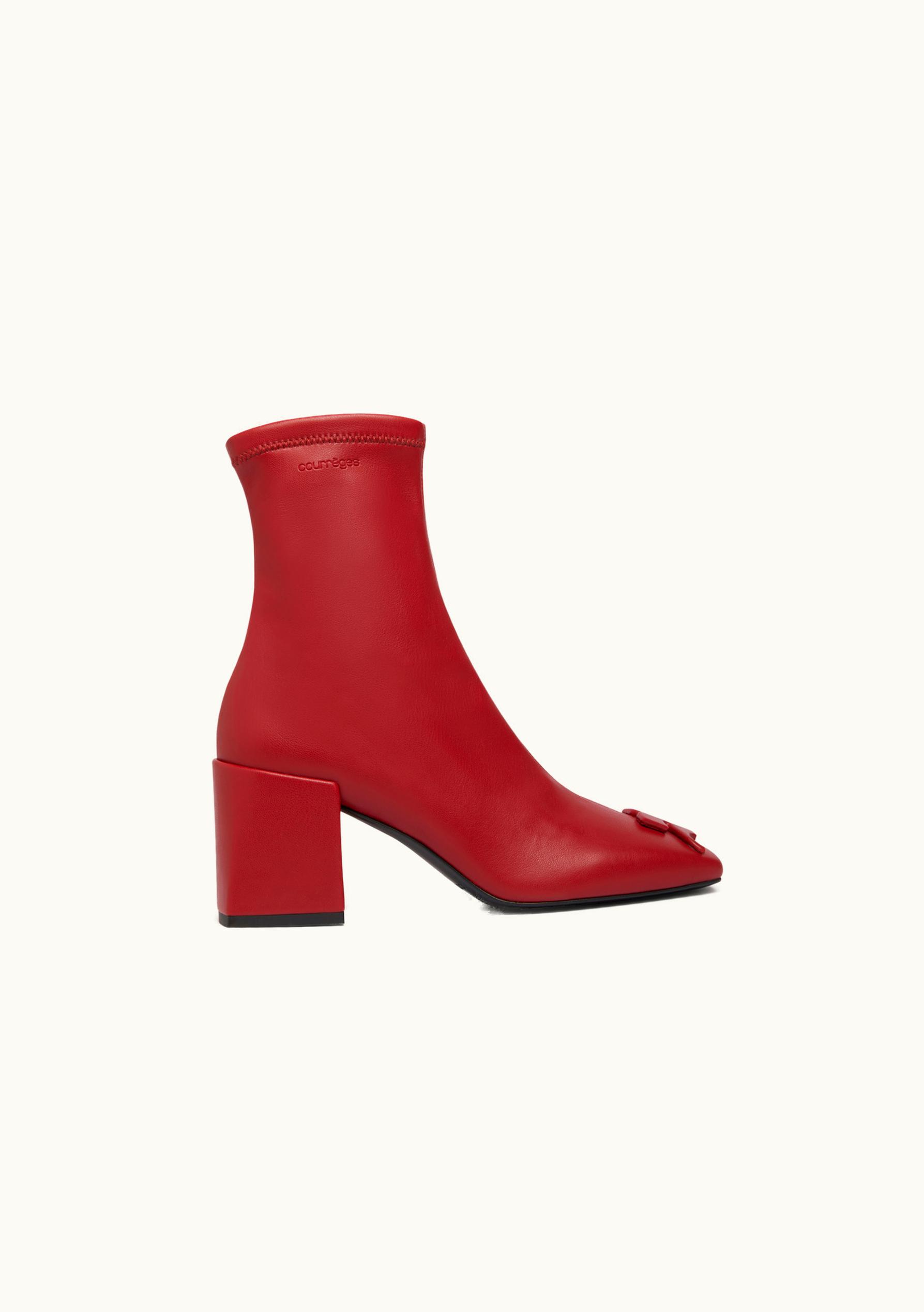 Courrèges Courrèges AC Logo Square Heel Vegan Ankle Boots Ruby Red