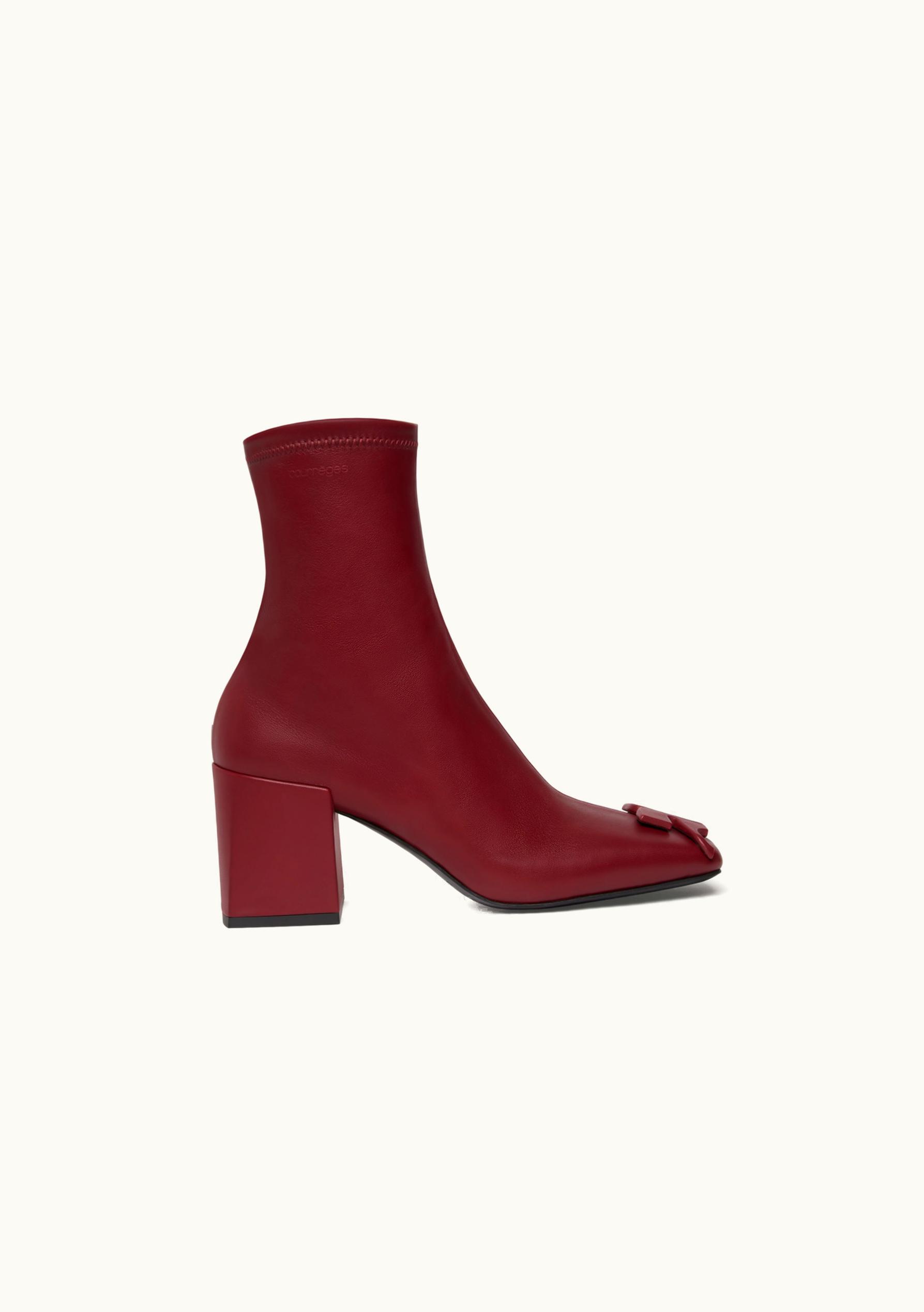 Courrèges Courrèges Heritage Stretch Leather Ankle Boots - Dark Red