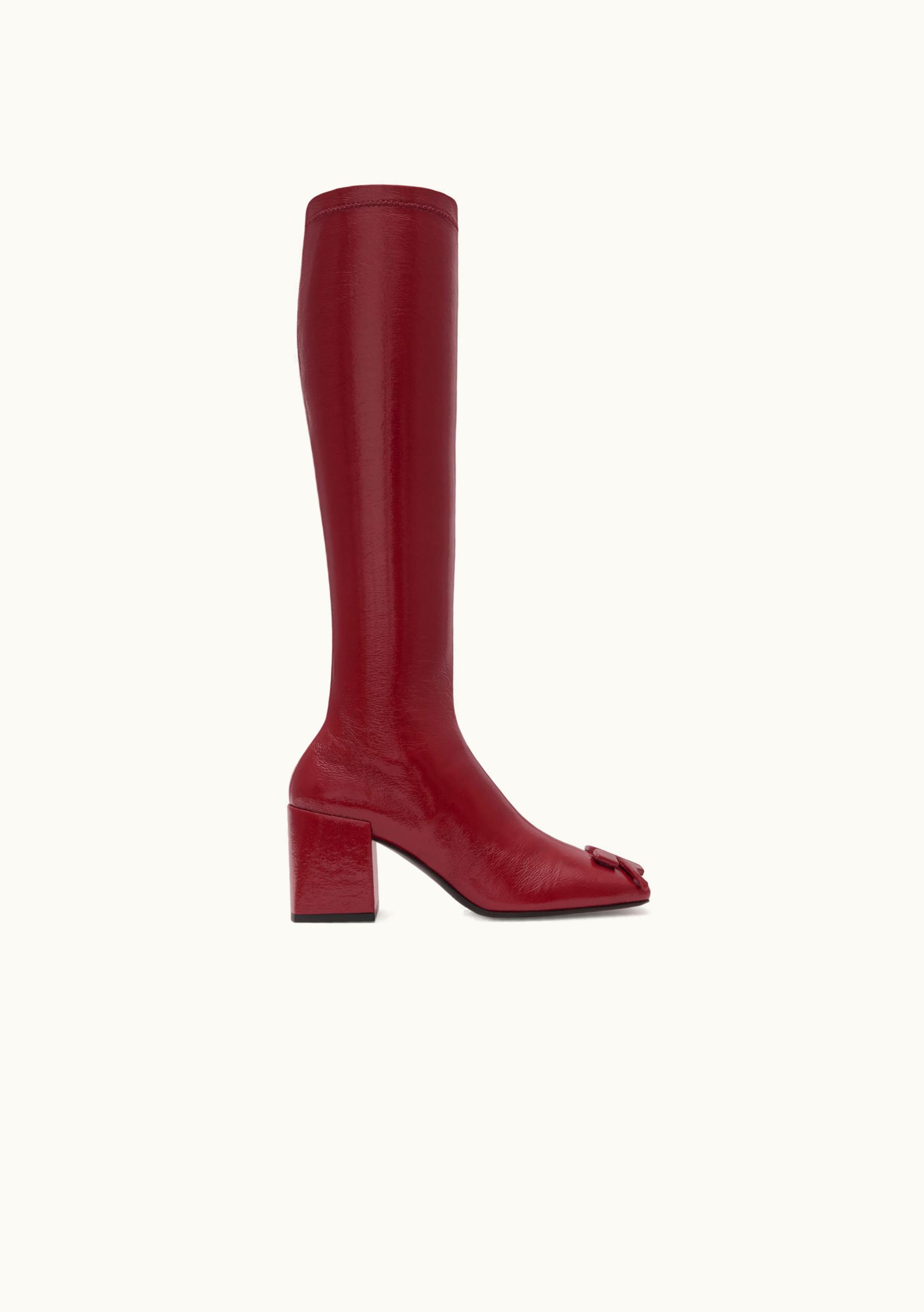 Courrèges Courrèges Heritage Vinyl Square Heel Boots Dark Red