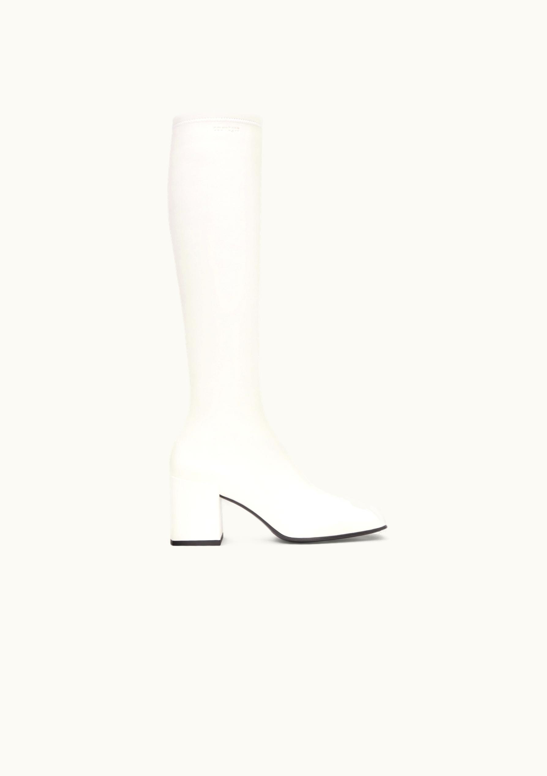 Courrèges Courrèges Heritage Stretch Leather Boots Square-Heel Model Elegant White Boots