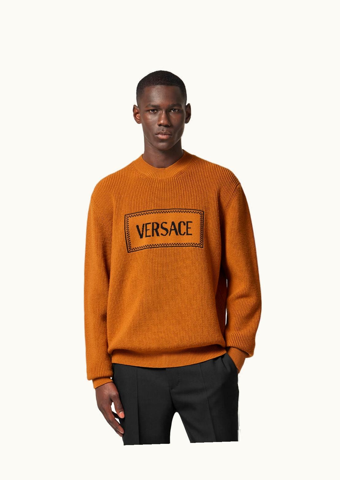Versace Versace 90s Vintage Logo Knit Jumper Orange