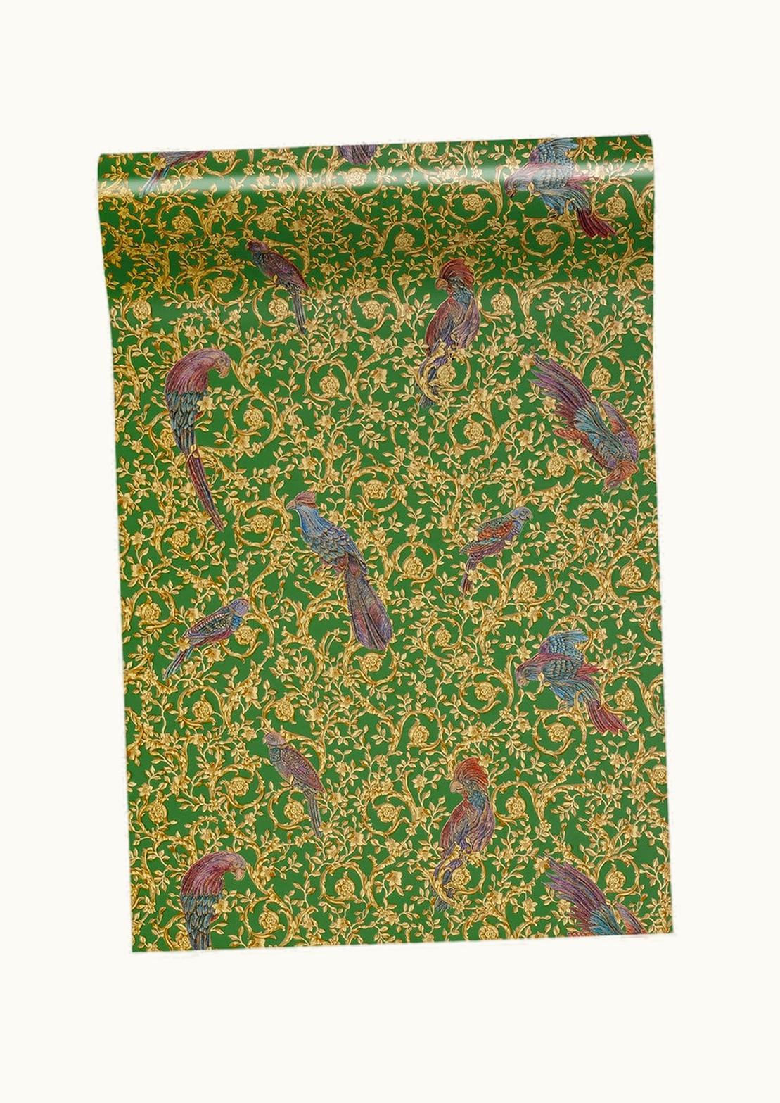 Versace Versace Barocco Birds Print Wallpaper Green