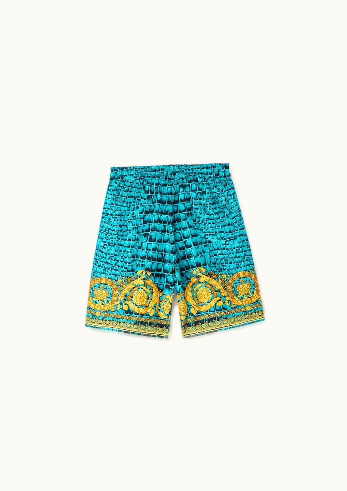 Versace Versace Baroccodile Kids Silk Shorts Print