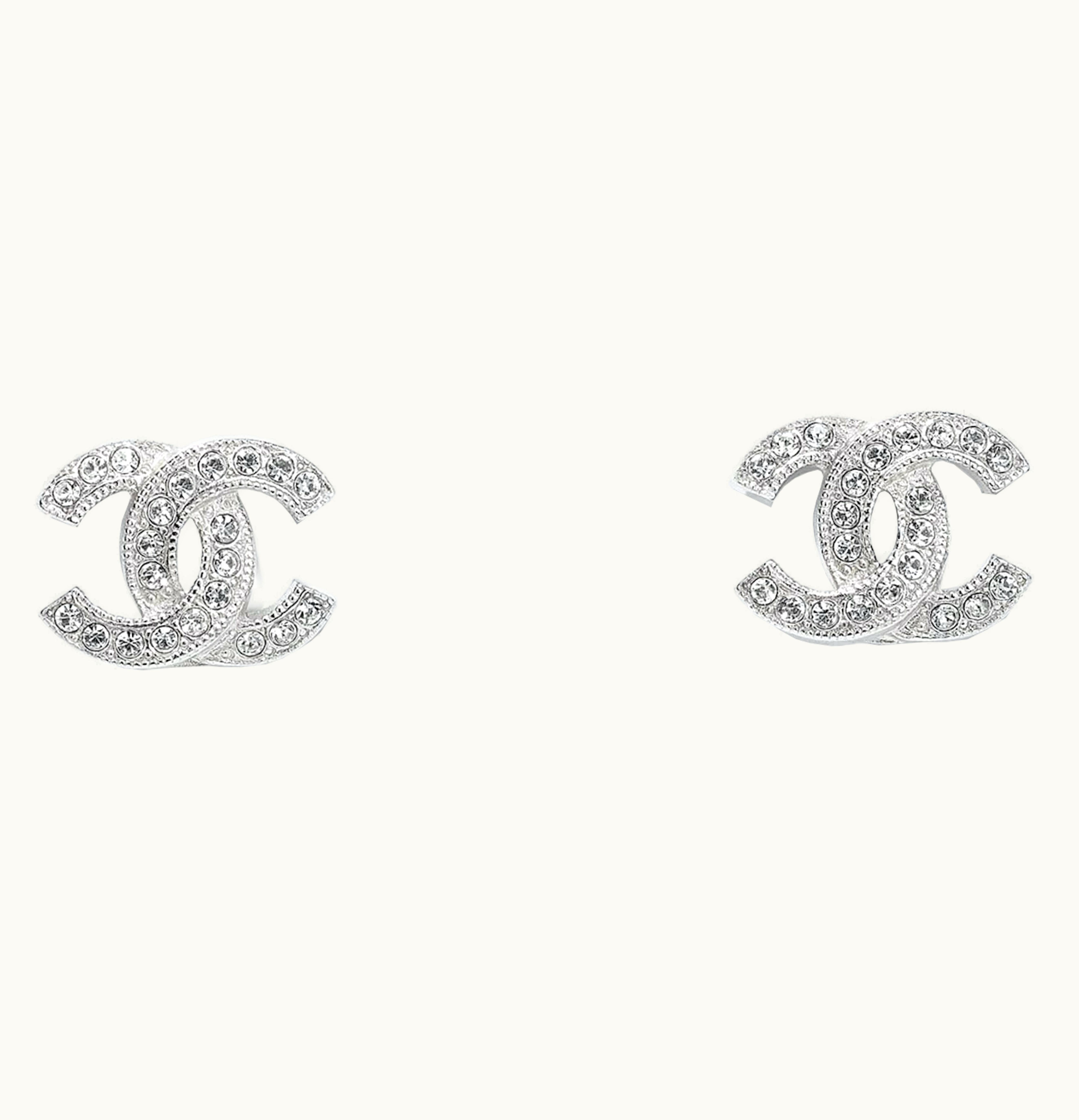 Chanel Chanel Metal and Strass Earrings Crystal Silver