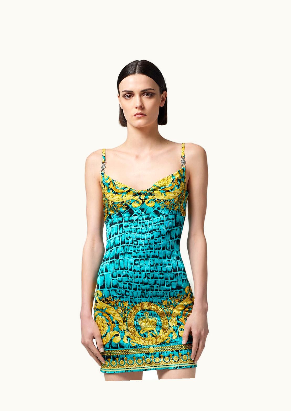Versace Versace Baroccodile Medusa '95 Mini Dress Print