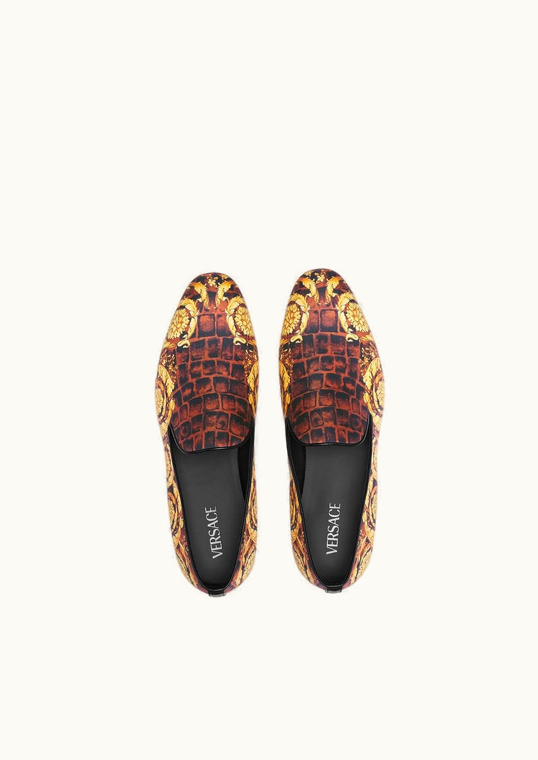 Versace Versace Baroccodile Satin Slippers Print