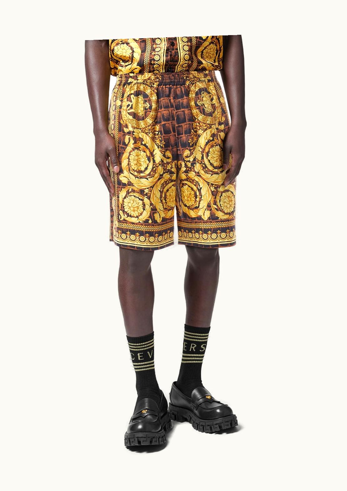Versace Versace Baroccodile Silk Shorts Print