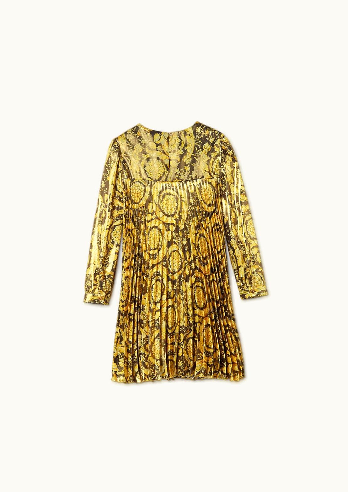 Versace Versace Barocco Kids Lamé Puff-Sleeve Dress Black, Print