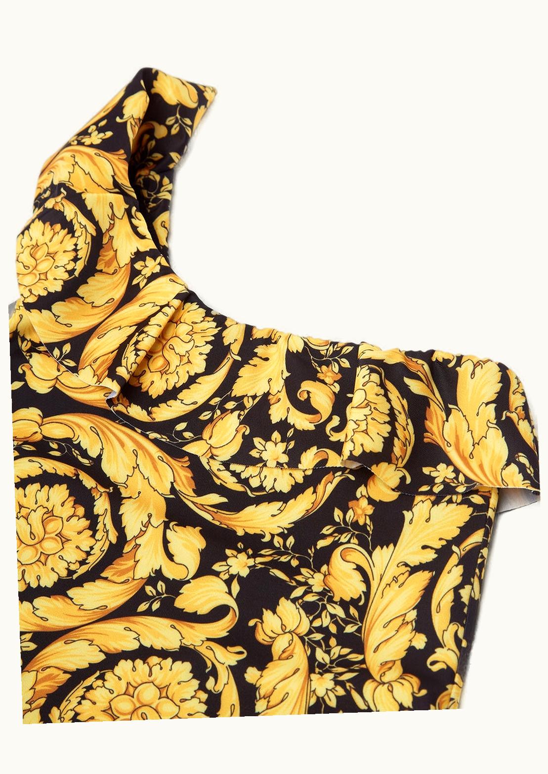 Versace Versace Barocco Kids Ruffle One-Piece Swimsuit Black, Print