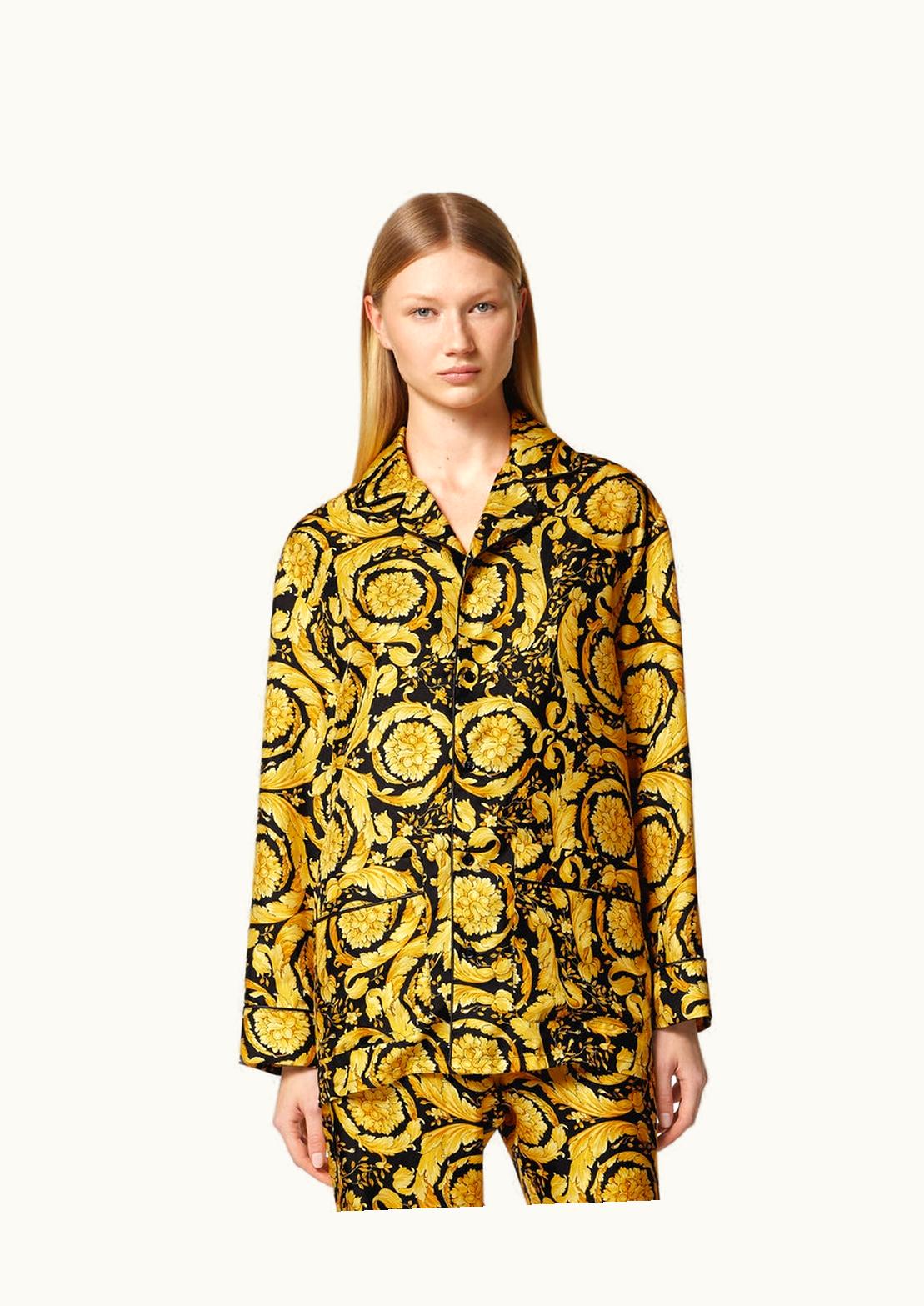 Versace Versace Barocco Print Silk Pyjama Set Black