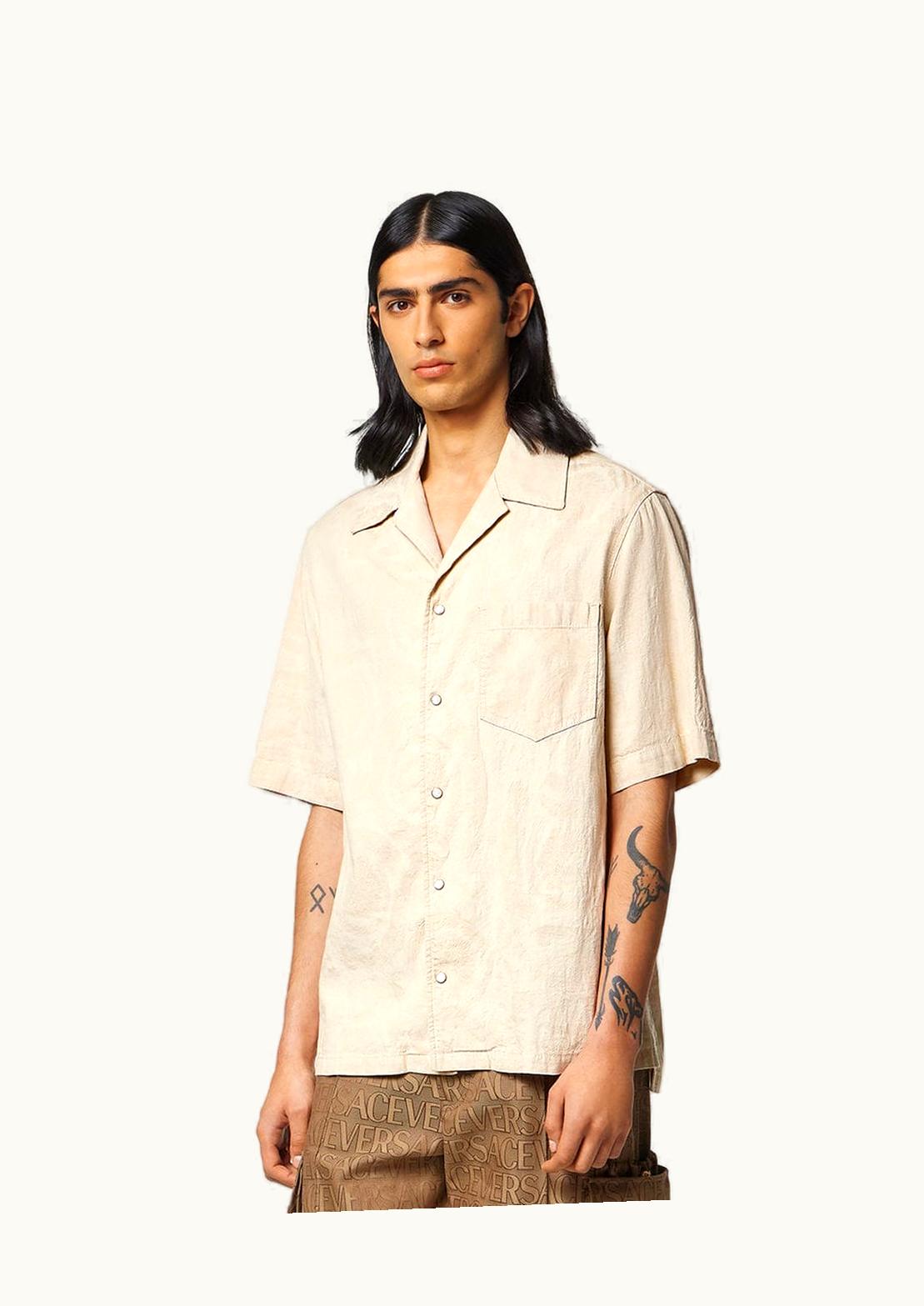 Versace Versace Barocco Silhouette Chambray Shirt Beige