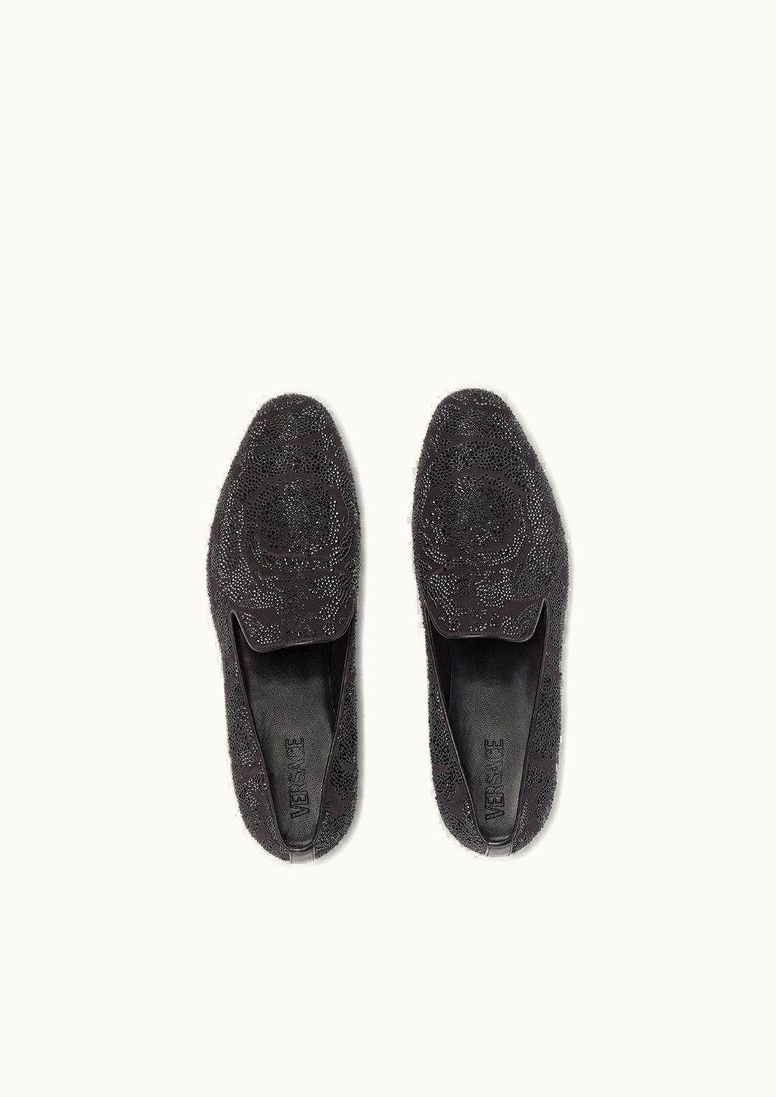 Versace Versace Barocco Silhouette Crystal Slippers Black Luxury Silk Blend Slippers