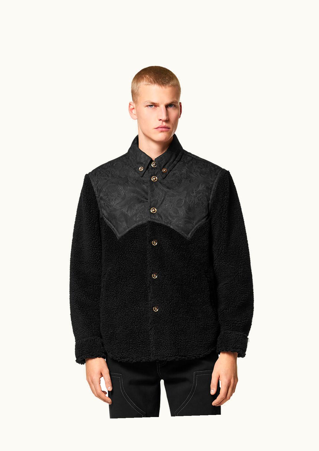 Versace Versace Barocco Silhouette Fleece Puffer Jacket Black