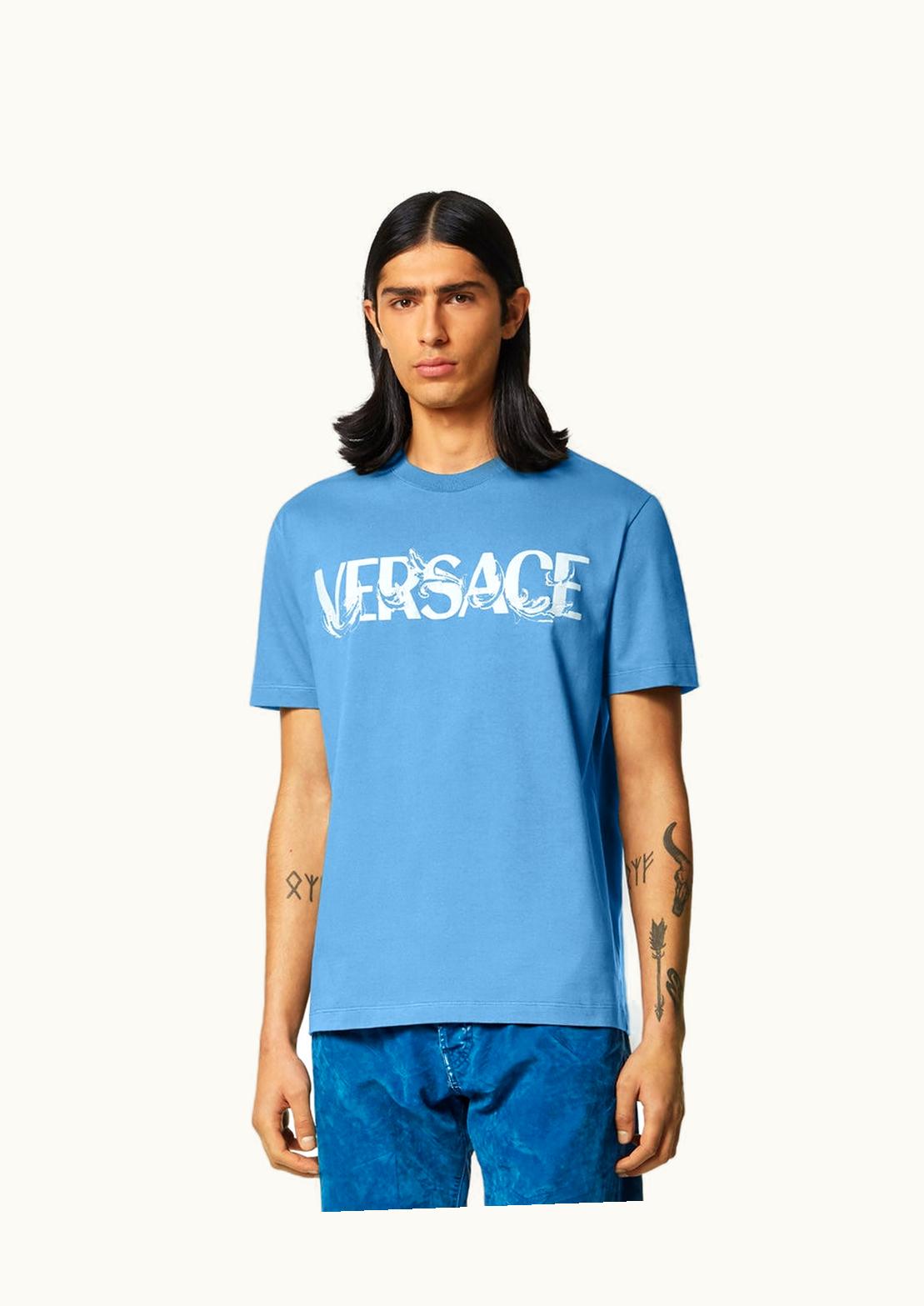 Versace Versace Barocco Silhouette Logo T-Shirt Blue