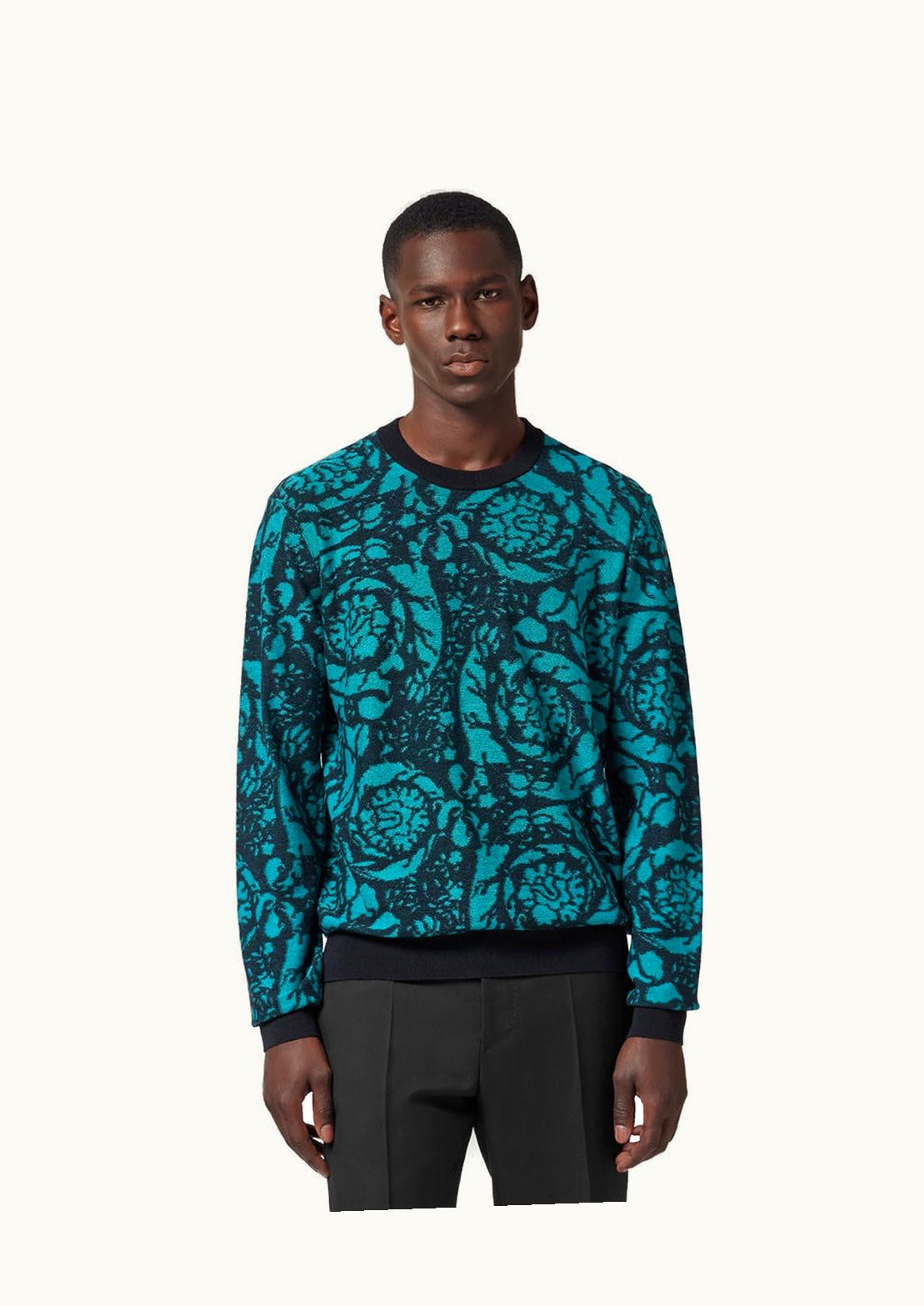 Versace Versace Barocco Silhouette Vanisé Crewneck Sweater Black