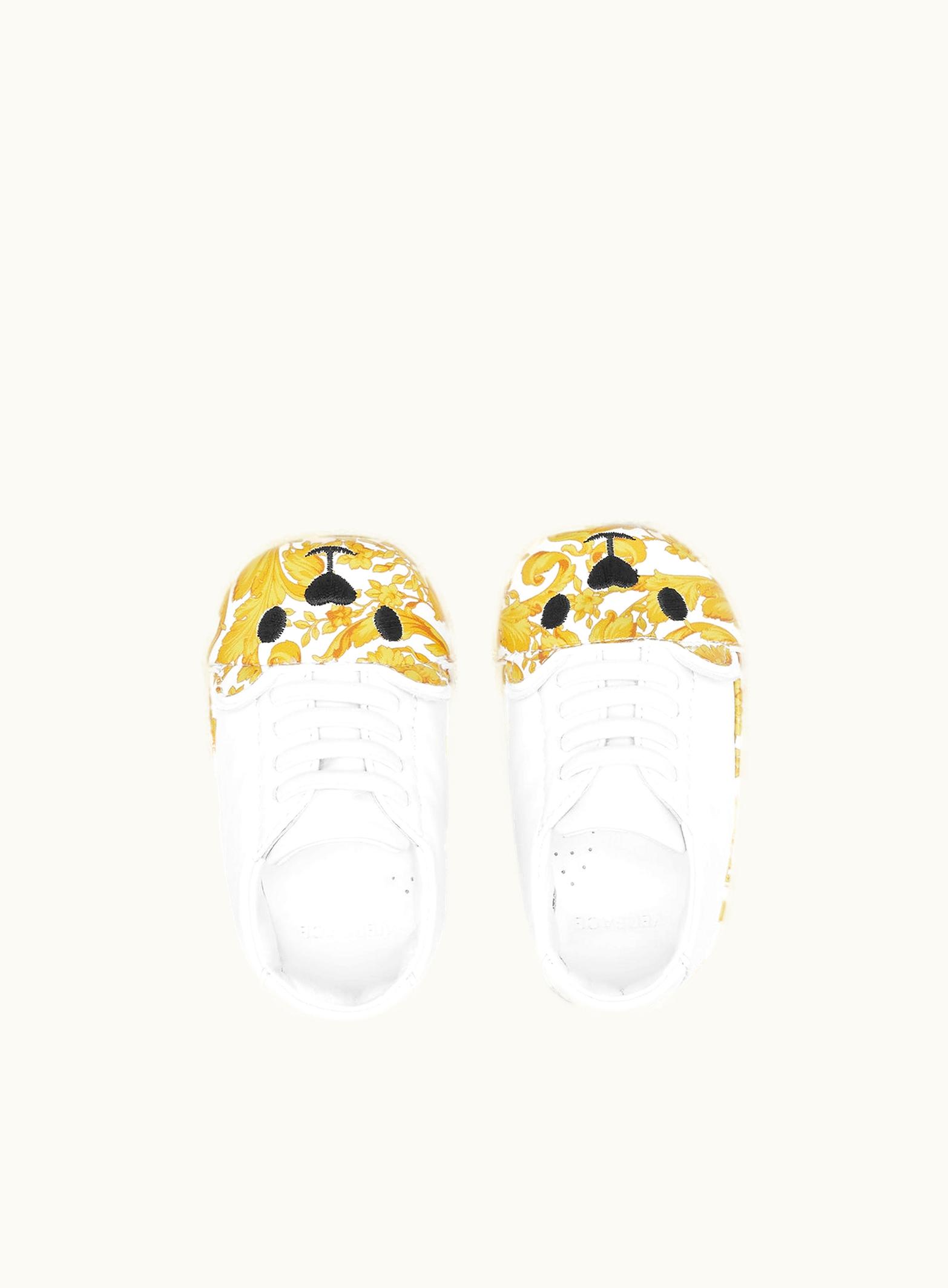 Versace Versace Barocco Kids Teddy Bear Lace-Up Baby Shoes, White