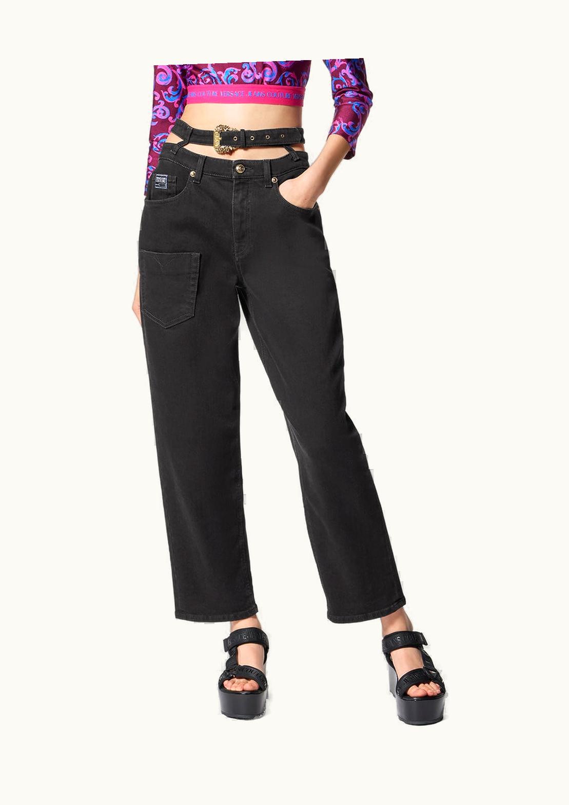 Versace Versace Baroque Buckle Jeans Black