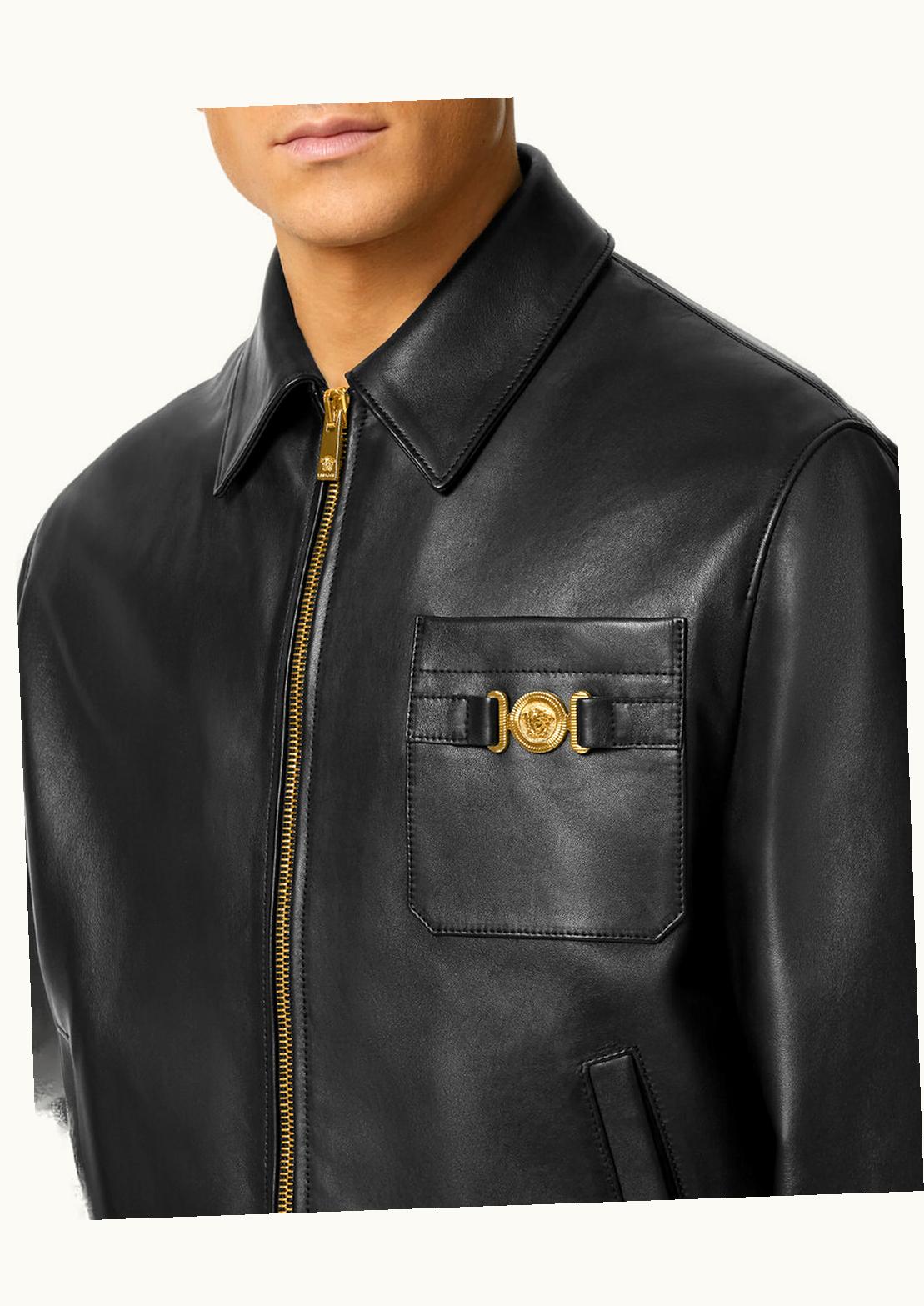 Versace Versace Blouson Leather Jacket Black